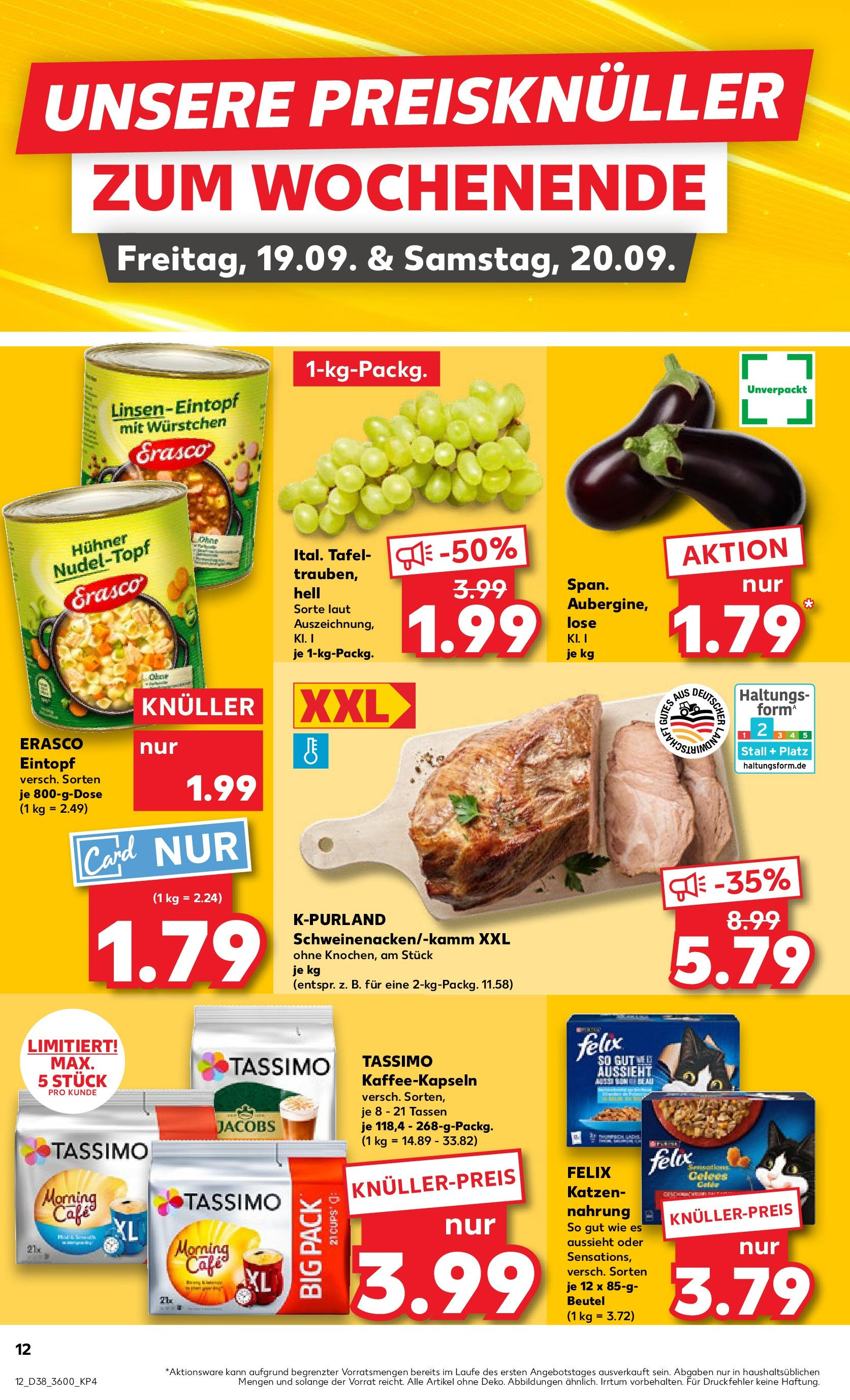 Prospekt Kaufland ab 17.09.2025 » Angebote Online zum Blättern | Seite: 12 | Produkte: Aubergine, Erasco, Tassimo