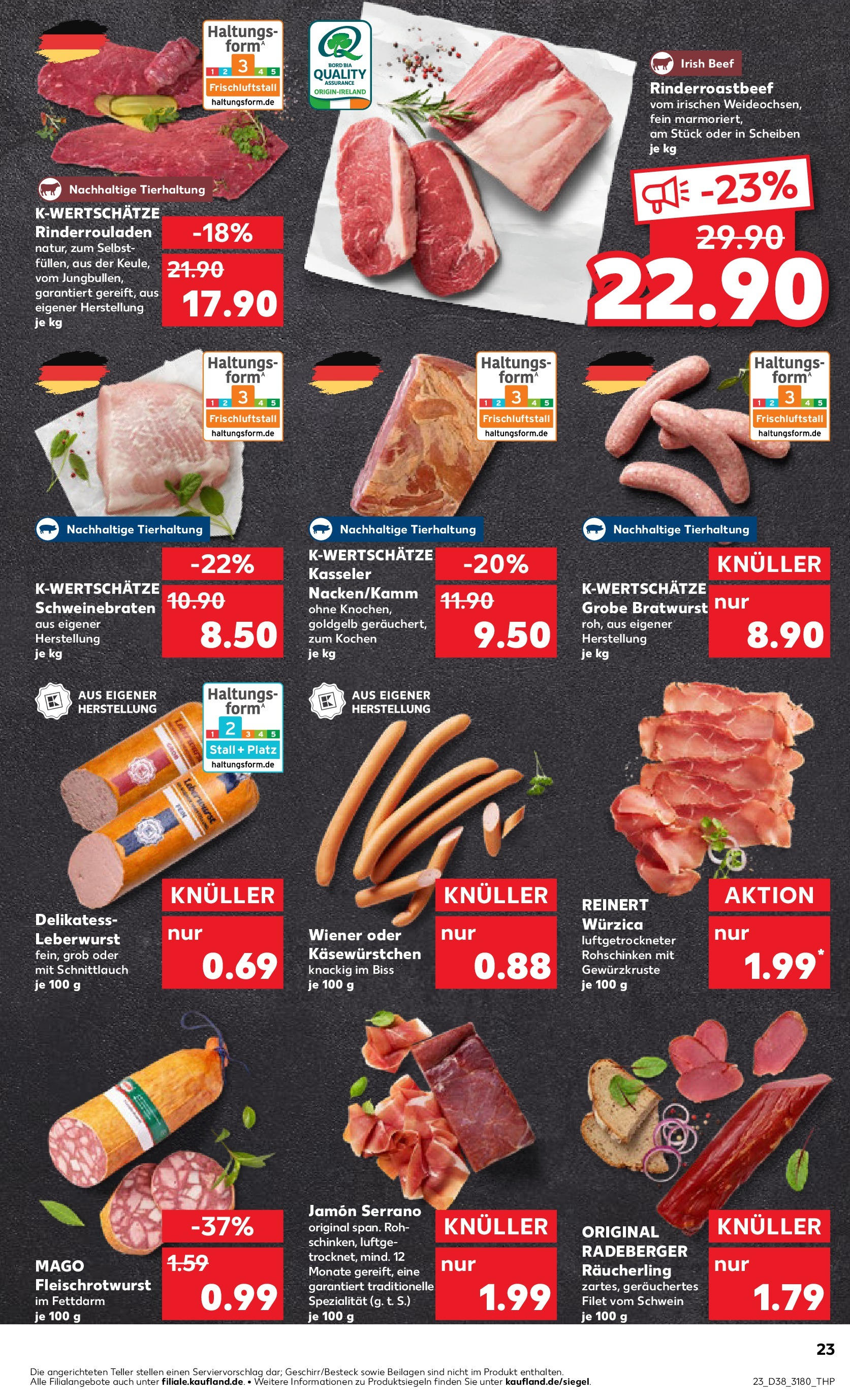Prospekt Kaufland ab 17.09.2025 » Angebote Online zum Blättern | Seite: 23 | Produkte: Rinderrouladen, Bratwurst