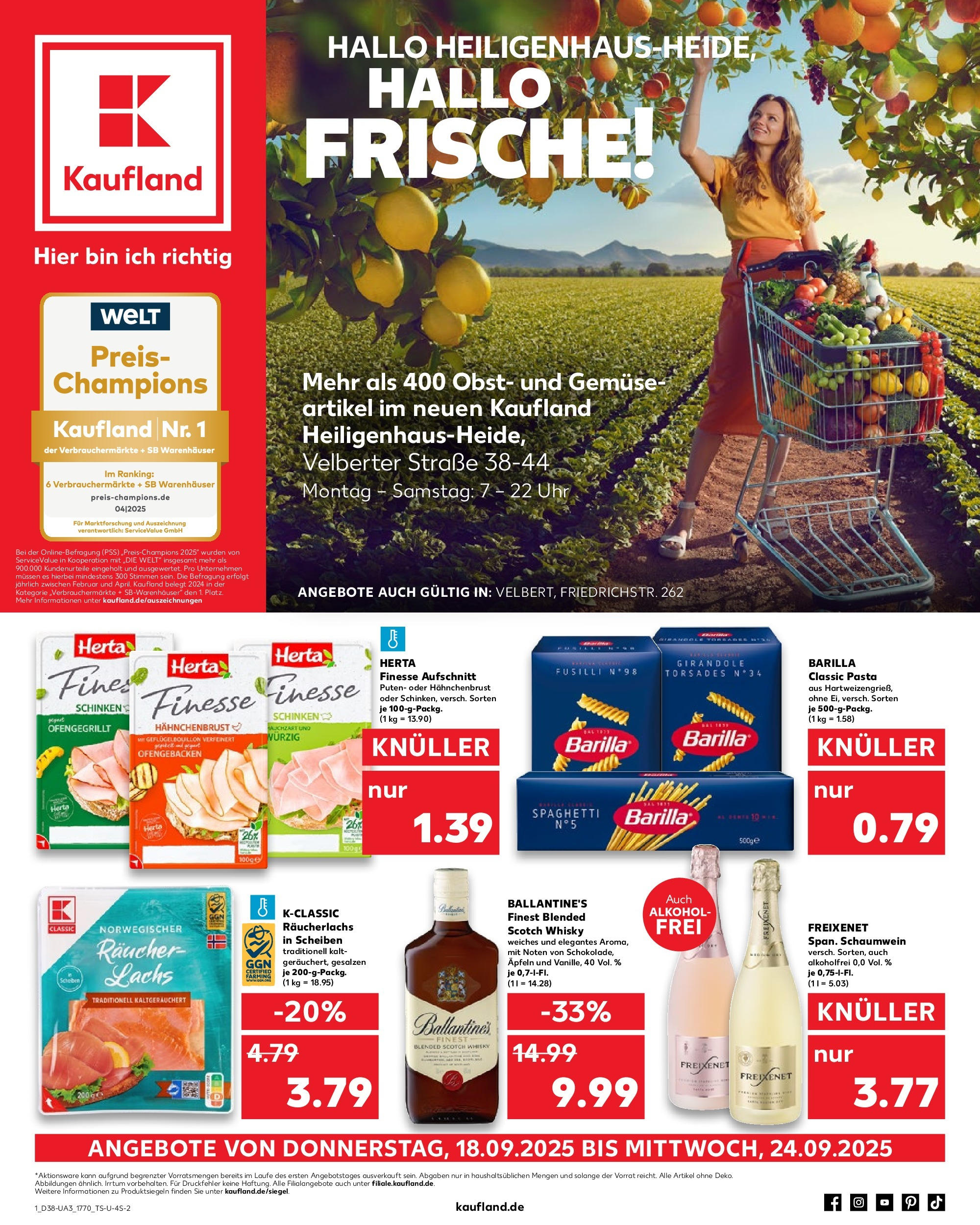 Prospekt Kaufland ab 17.09.2025 » Angebote Online zum Blättern | Seite: 1 | Produkte: Lachs, Räucherlachs, Pasta, Uhr