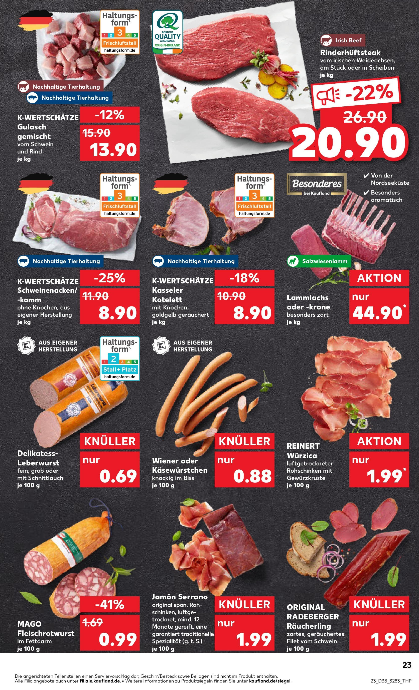 Prospekt Kaufland ab 17.09.2025 » Angebote Online zum Blättern | Seite: 23 | Produkte: Gulasch, Steak