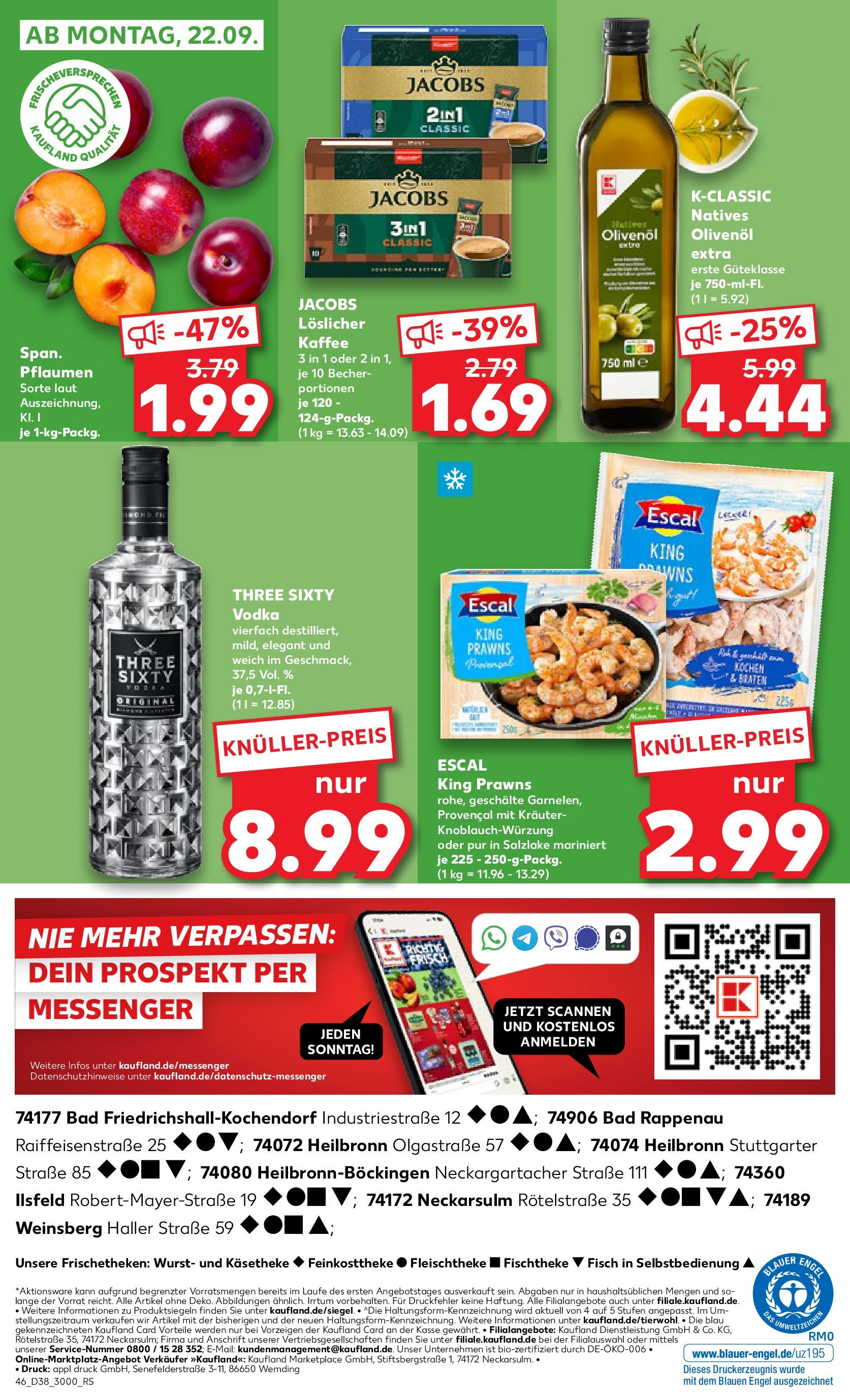 Prospekt Kaufland ab 17.09.2025 » Angebote Online zum Blättern | Seite: 46 | Produkte: Pflaumen, Kaffee, Bad, Olivenol