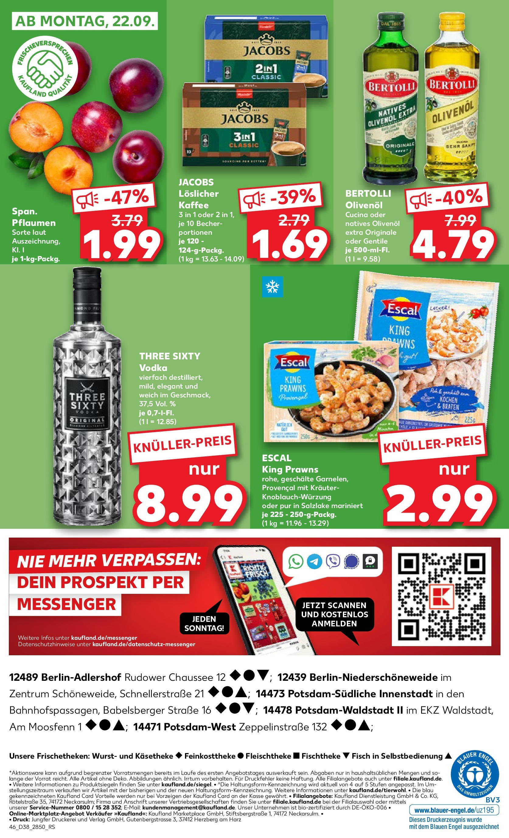 Prospekt Kaufland ab 17.09.2025 » Angebote Online zum Blättern | Seite: 46 | Produkte: Pflaumen, Kaffee, Olivenol, Wurst