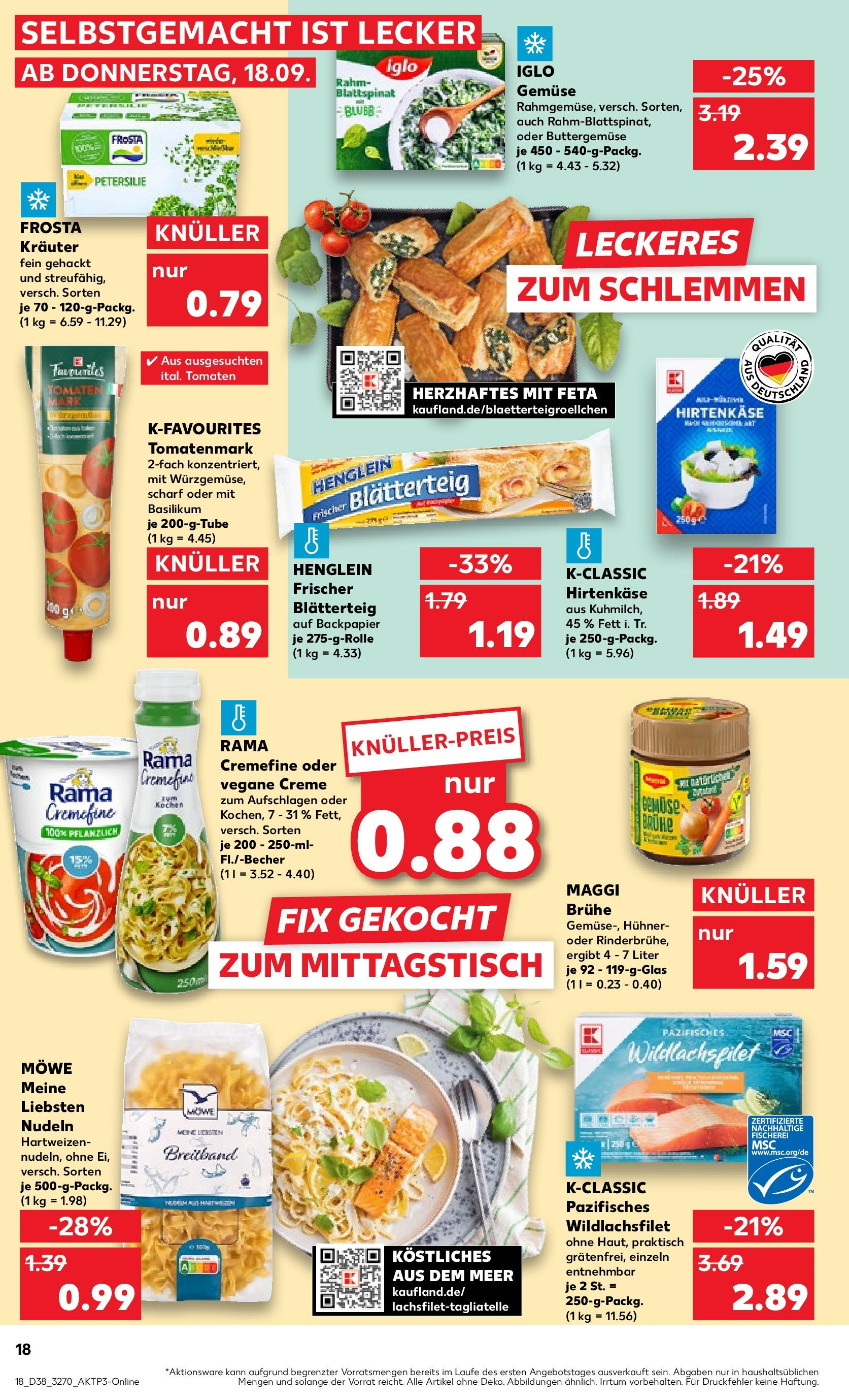 Prospekt Kaufland ab 18.09.2025 » Angebote Online zum Blättern | Seite: 22 | Produkte: Rama, Maggi, Iglo, Petersilie