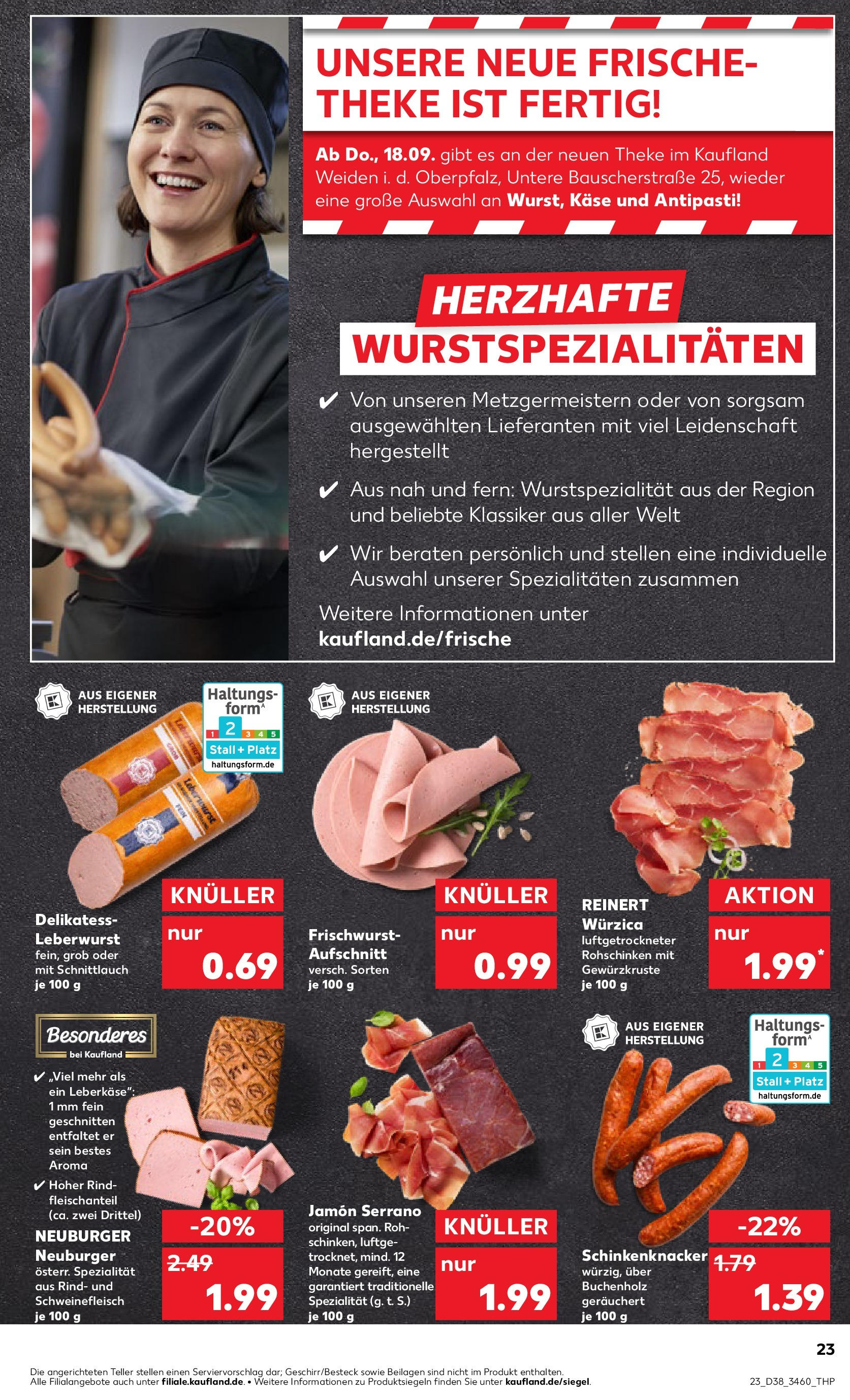 Prospekt Kaufland ab 17.09.2025 » Angebote Online zum Blättern | Seite: 23 | Produkte: Käse, Theke, Schweinefleisch, Leberkase
