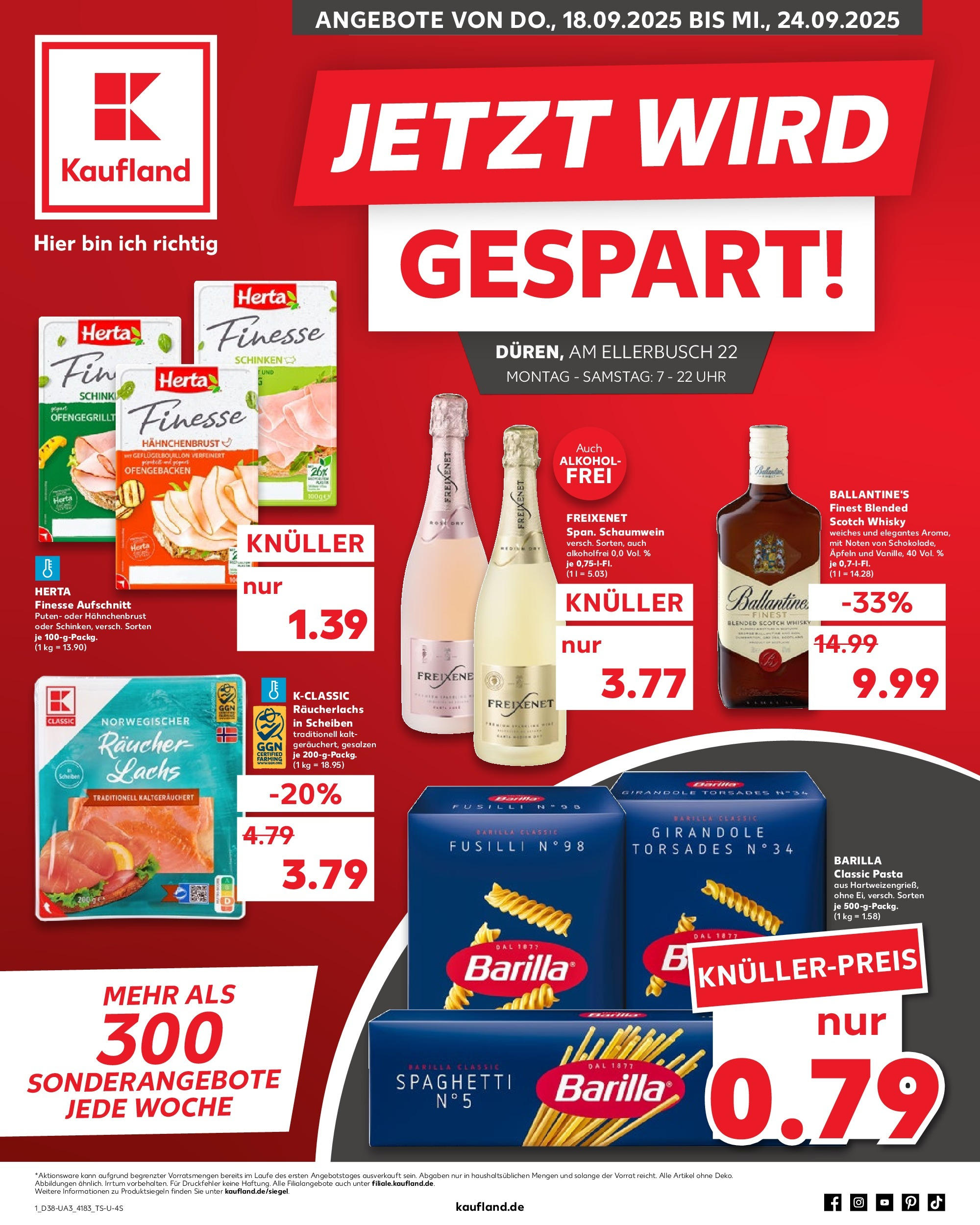 Prospekt Kaufland ab 17.09.2025 » Angebote und Werbung Online | Seite: 1 | Produkte: Barilla, Lachs, Schinken, Uhr Prospekt Kaufland ab 17.09.2025 » Angebote Online zum Blättern | Seite: 1 | Produkte: Barilla, Lachs, Schinken, Uhr