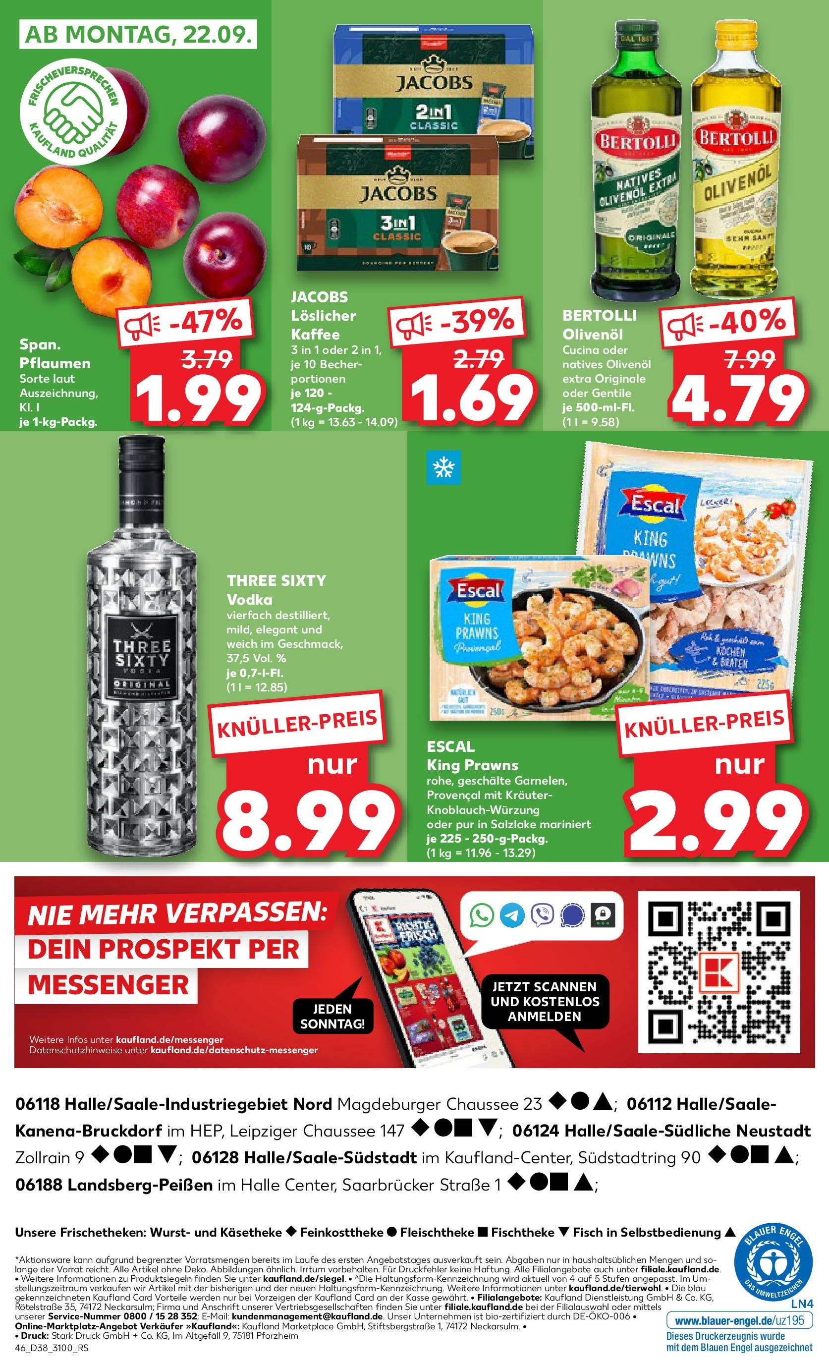 Prospekt Kaufland ab 17.09.2025 » Angebote Online zum Blättern | Seite: 46 | Produkte: Kaffee, Olivenol, Bertolli olivenol, Wurst