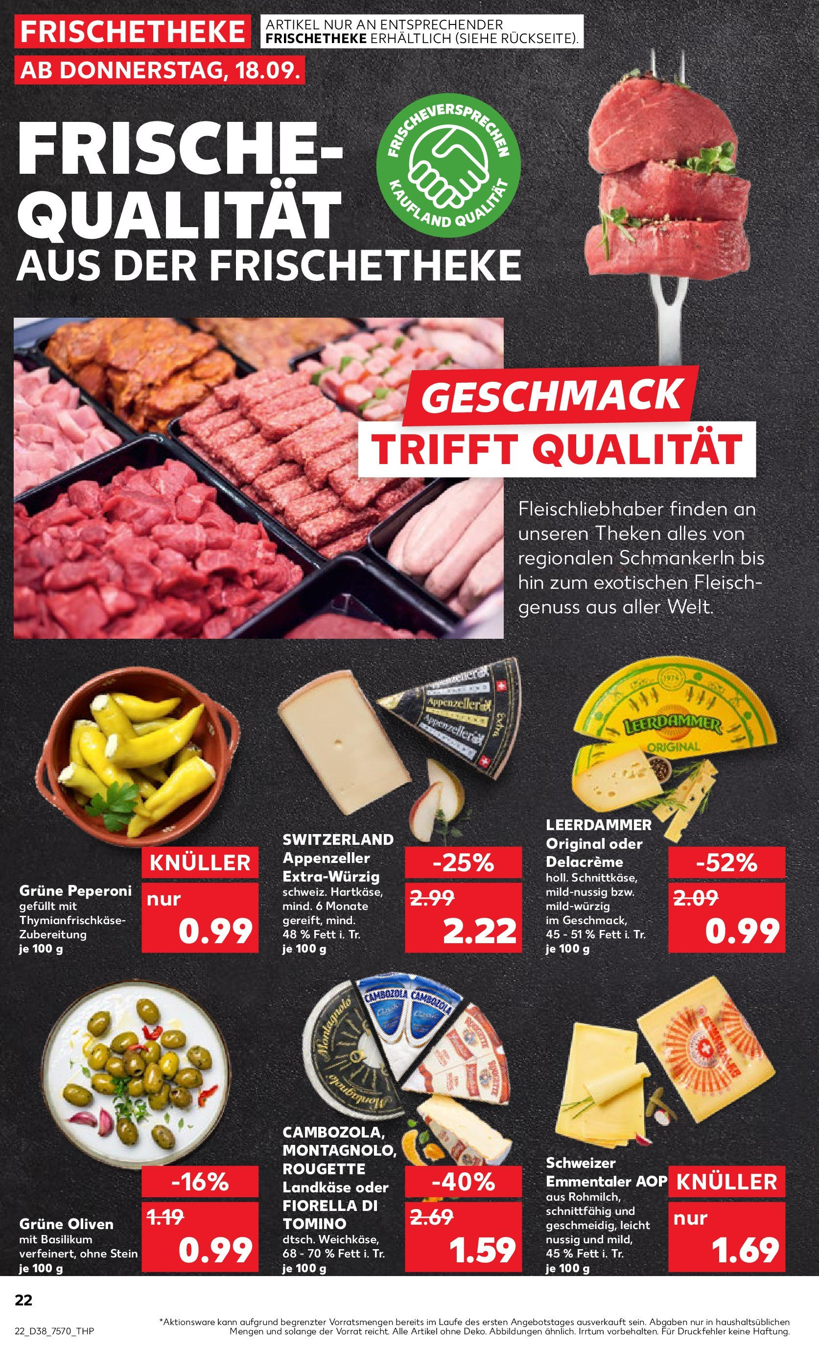 Prospekt Kaufland ab 17.09.2025 » Angebote Online zum Blättern | Seite: 22 | Produkte: Leerdammer, Fleisch