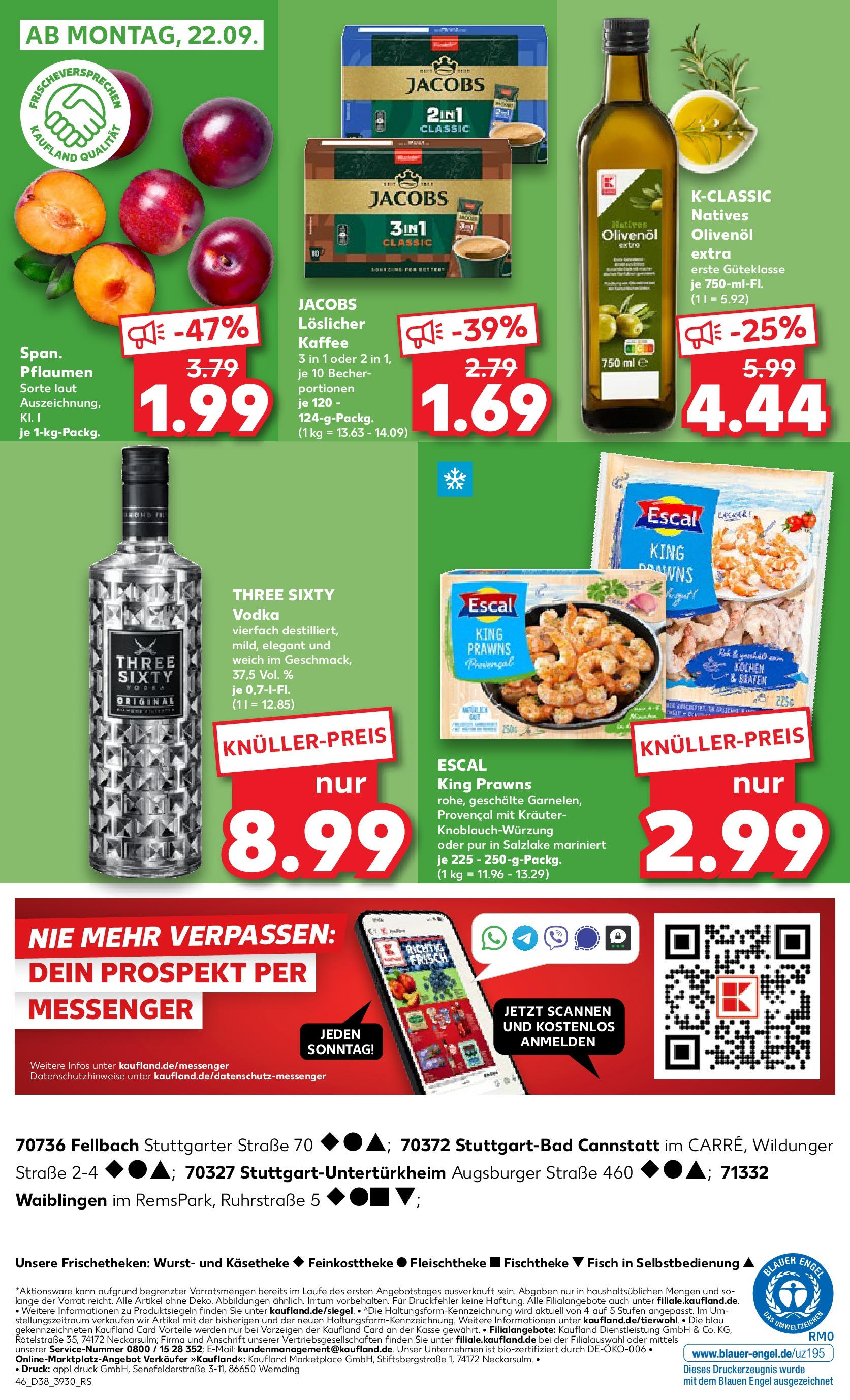 Prospekt Kaufland ab 17.09.2025 » Angebote Online zum Blättern | Seite: 46 | Produkte: Pflaumen, Olivenol, Wurst, Vodka