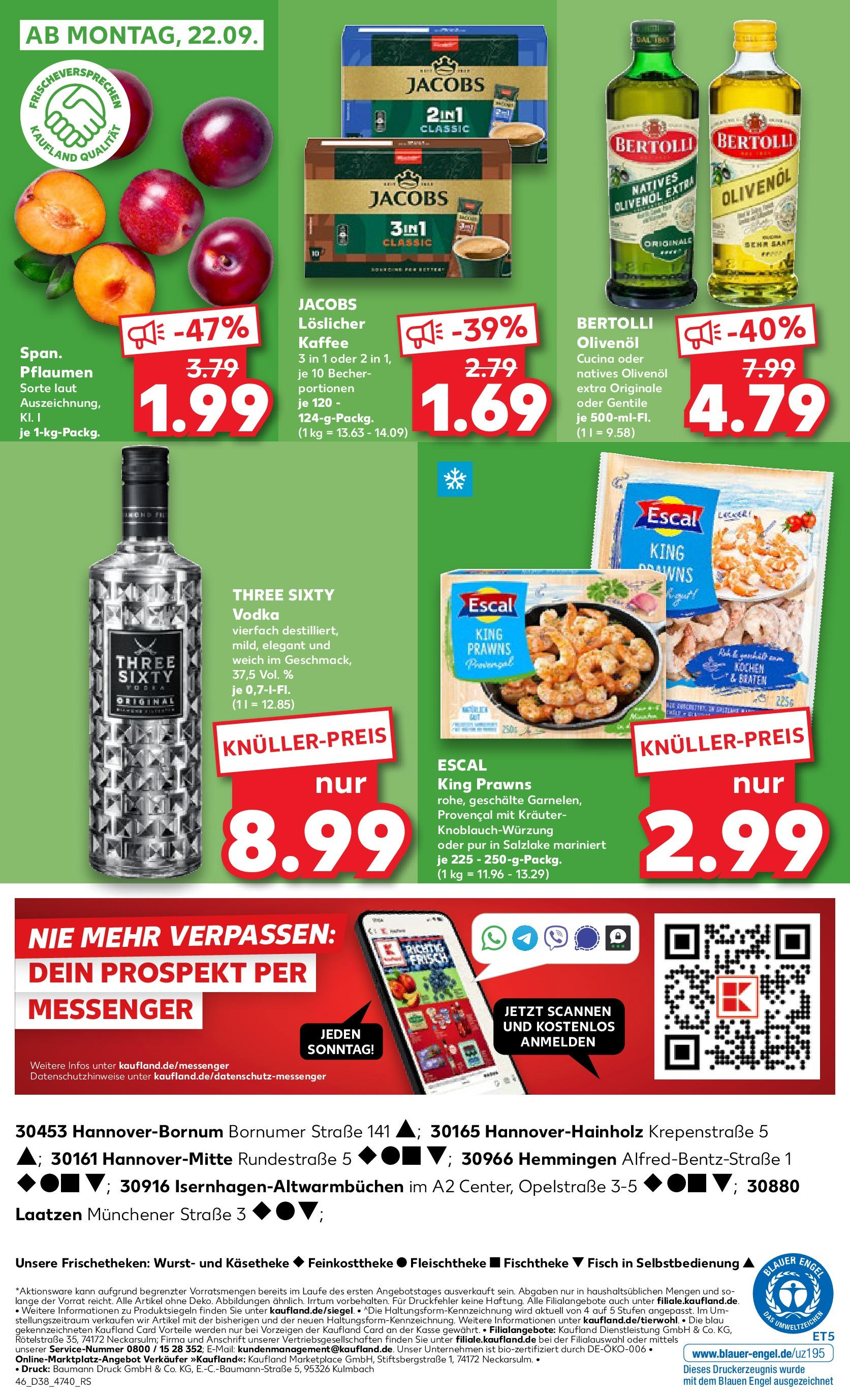 Prospekt Kaufland ab 17.09.2025 » Angebote Online zum Blättern | Seite: 46 | Produkte: Pflaumen, Kaffee, Wurst, Vodka