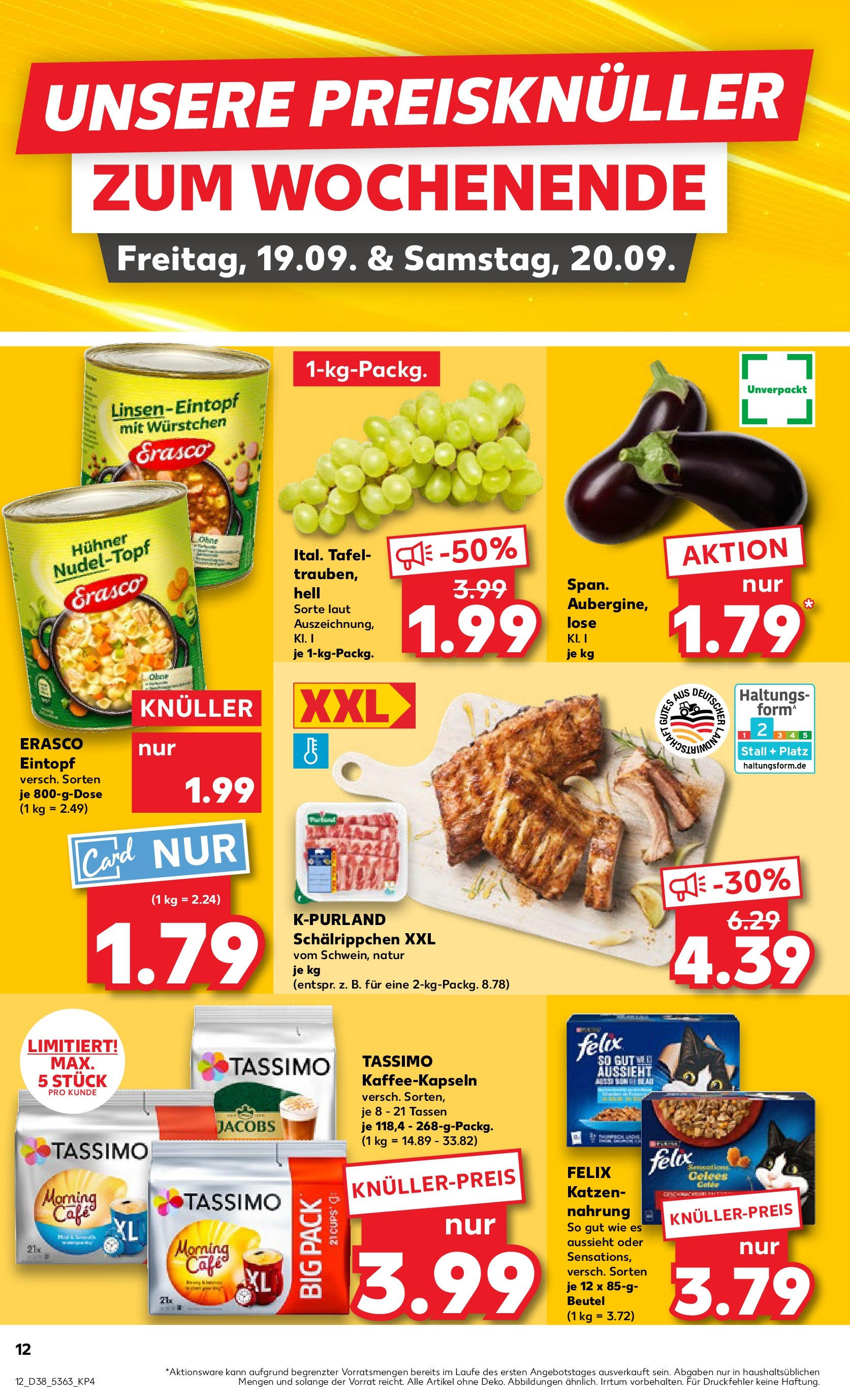 Prospekt Kaufland ab 17.09.2025 » Angebote Online zum Blättern | Seite: 12 | Produkte: Aubergine, Erasco, Tassimo