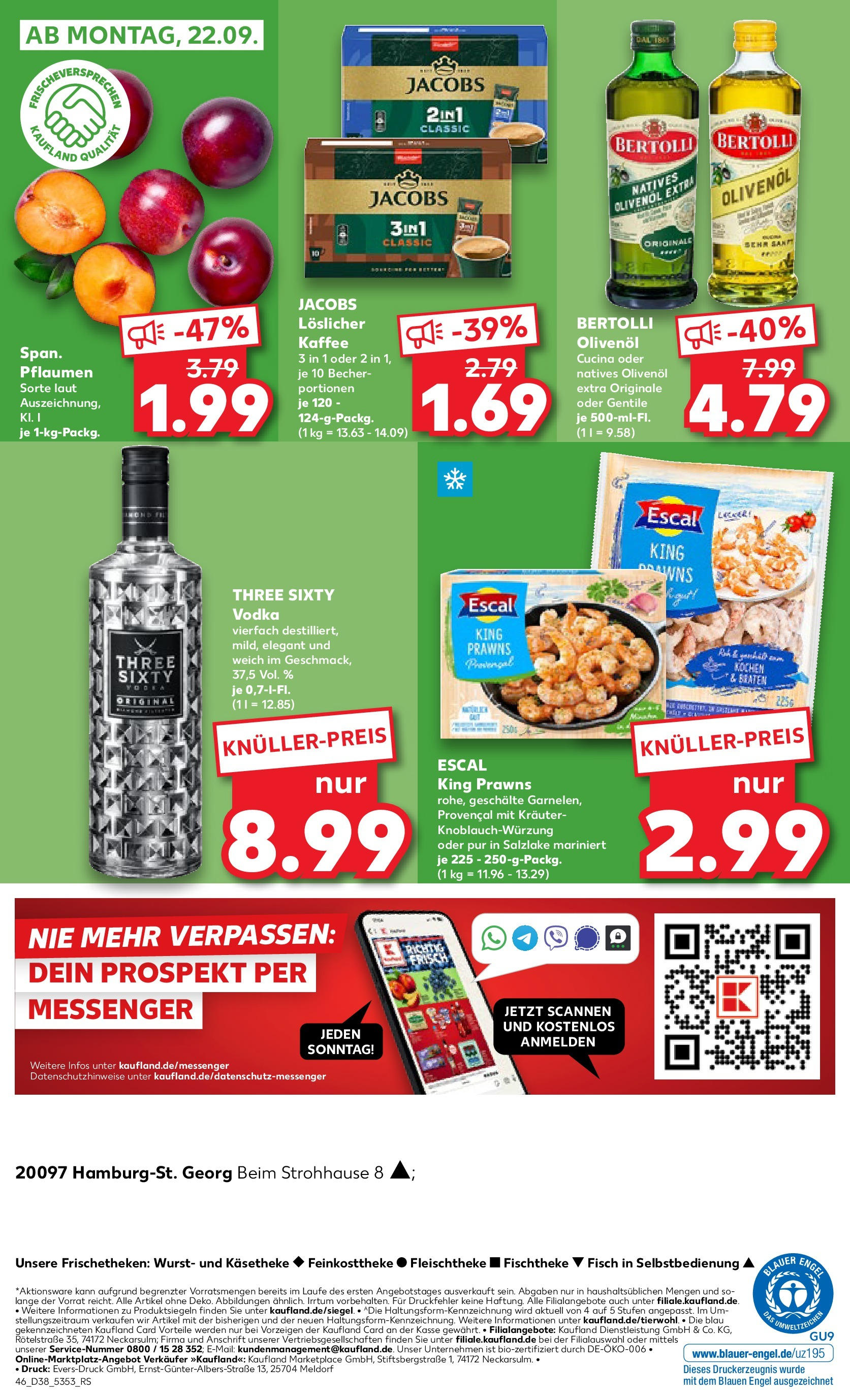 Prospekt Kaufland ab 17.09.2025 » Angebote Online zum Blättern | Seite: 46 | Produkte: Pflaumen, Olivenol, Wurst, Vodka