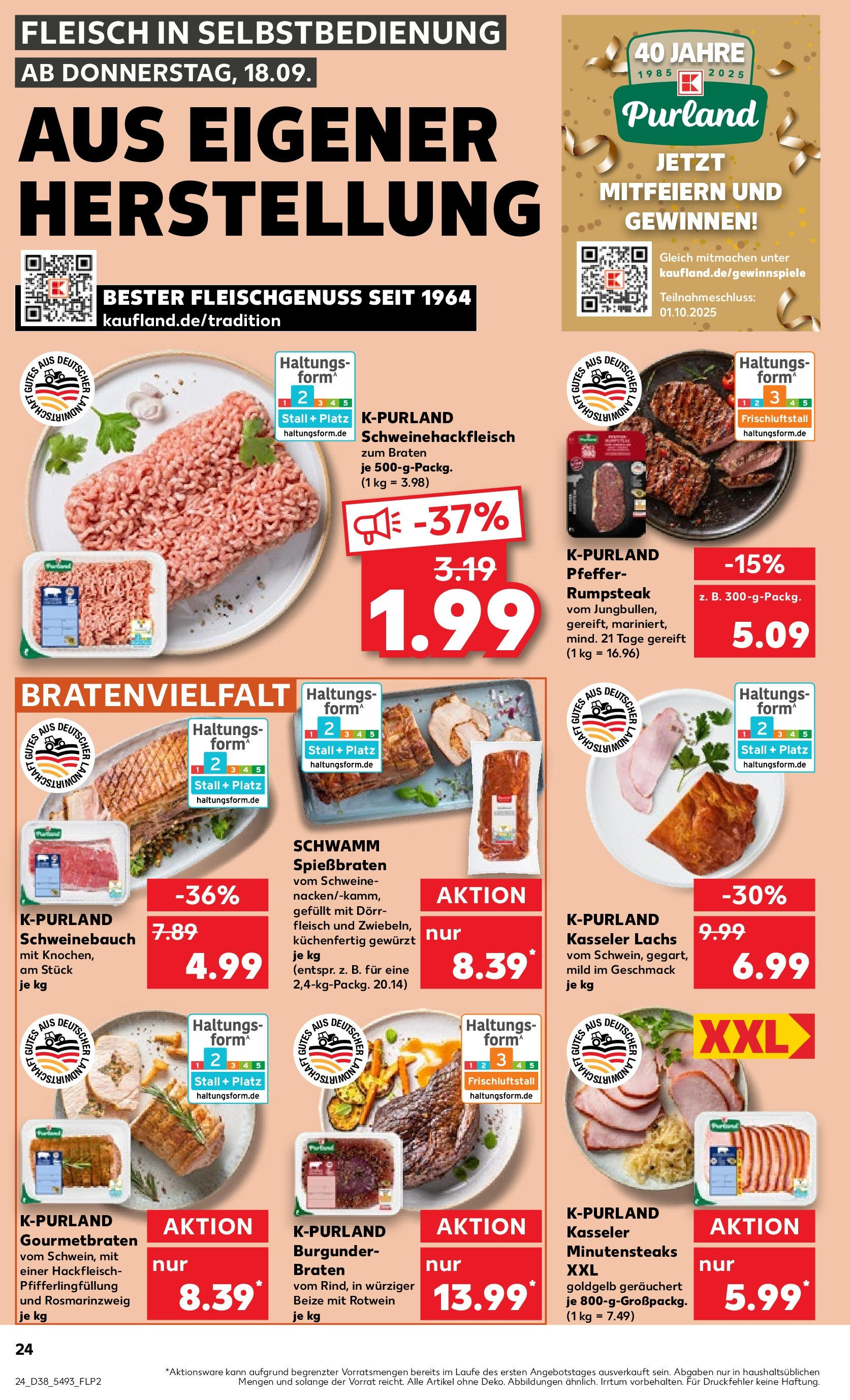 Prospekt Kaufland ab 17.09.2025 » Angebote Online zum Blättern | Seite: 32 | Produkte: Rumpsteak, Schweinebauch, Fleisch, Hackfleisch
