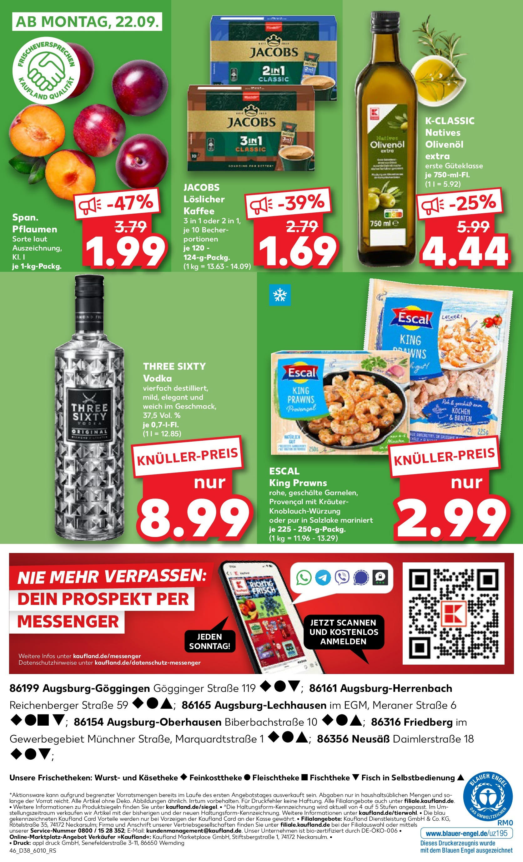 Prospekt Kaufland ab 17.09.2025 » Angebote und Werbung Online | Seite: 46 | Produkte: Pflaumen, Olivenol, Wurst, Vodka Prospekt Kaufland ab 17.09.2025 » Angebote Online zum Blättern | Seite: 46 | Produkte: Pflaumen, Olivenol, Wurst, Vodka