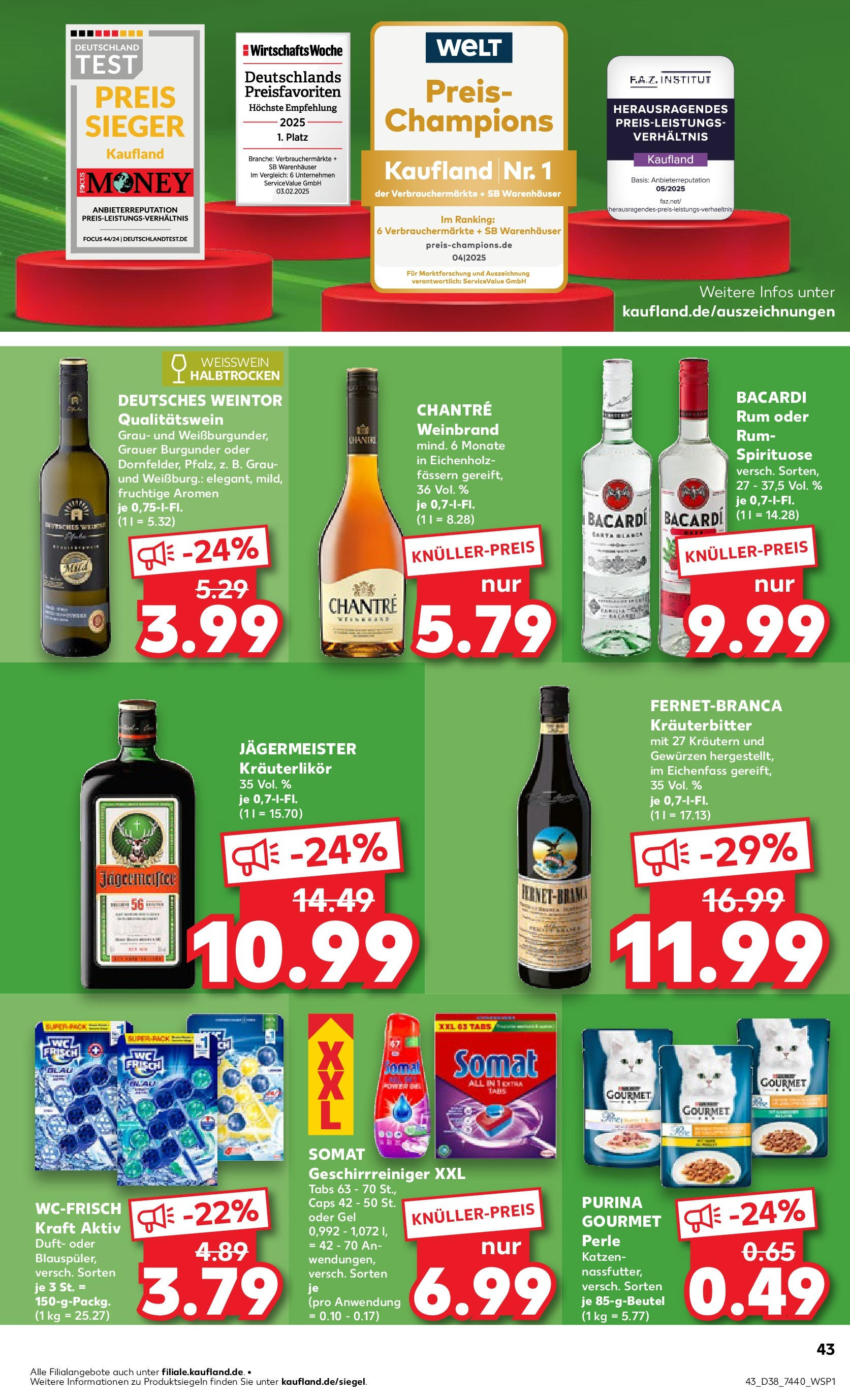 Prospekt Kaufland ab 17.09.2025 » Angebote Online zum Blättern | Seite: 43 | Produkte: Bacardi, Weißwein, Rum, Duft