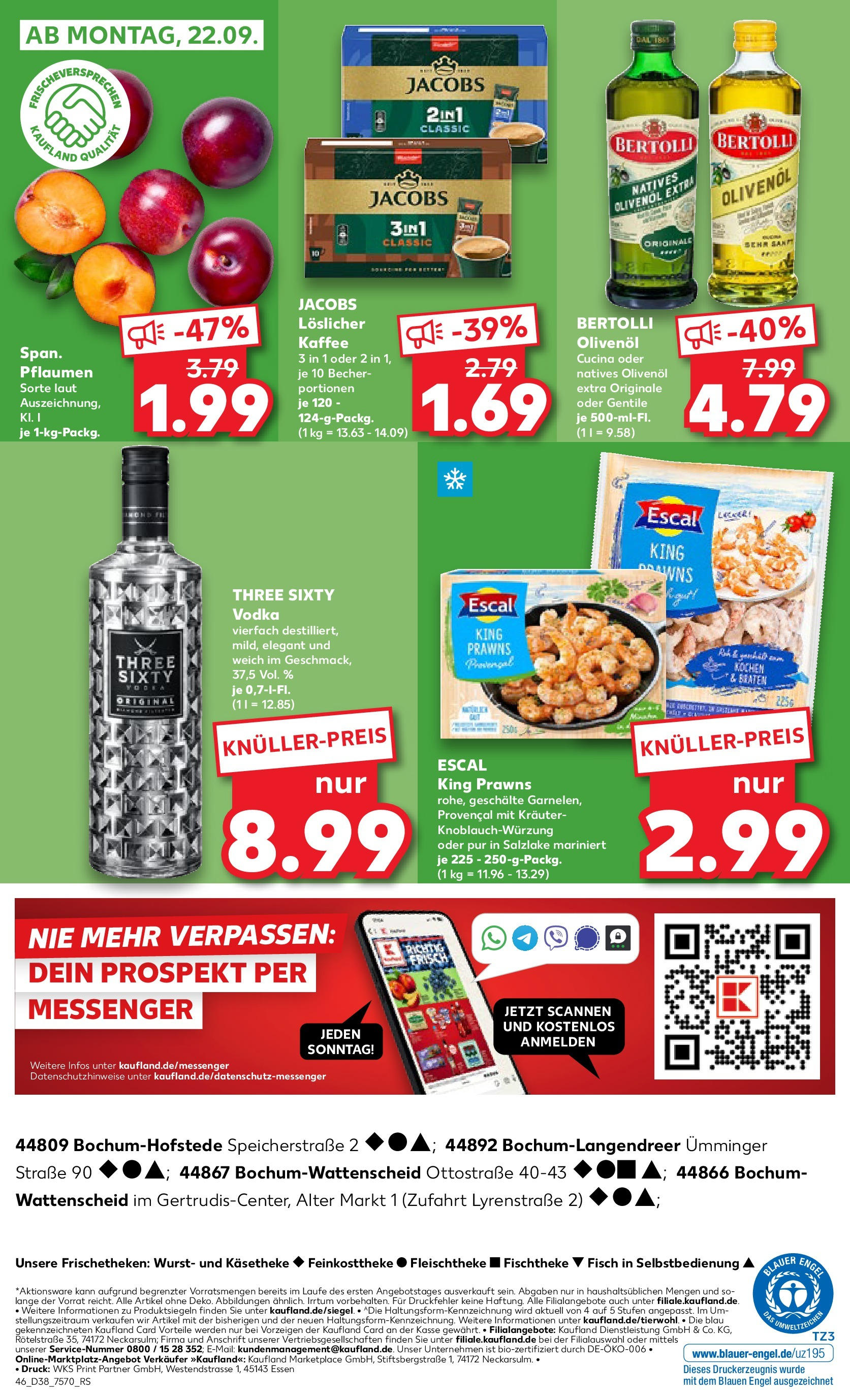 Prospekt Kaufland ab 17.09.2025 » Angebote Online zum Blättern | Seite: 46 | Produkte: Kaffee, Bertolli olivenol, Fisch, Vodka