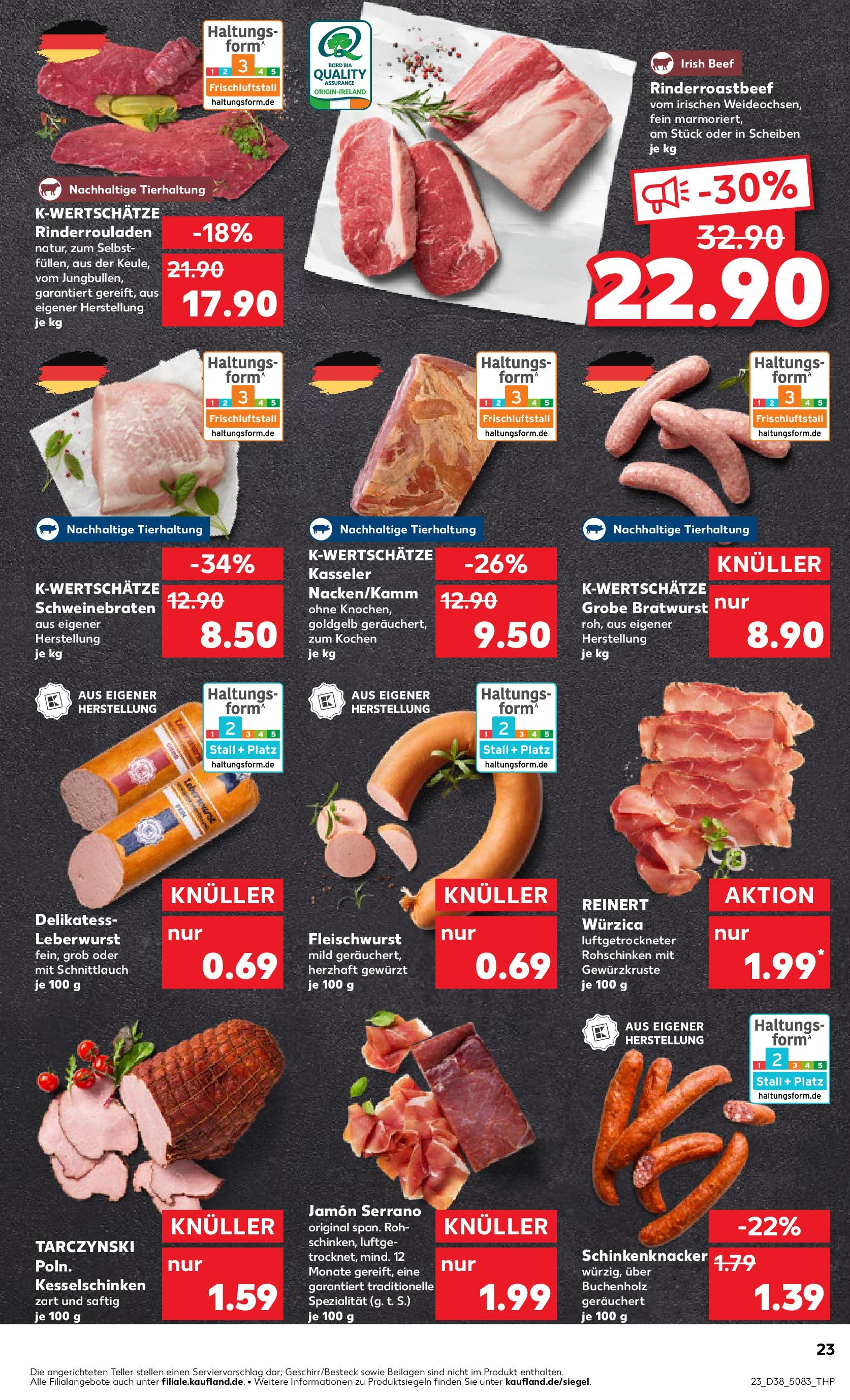 Prospekt Kaufland ab 17.09.2025 » Angebote Online zum Blättern | Seite: 23 | Produkte: Rinderrouladen, Bratwurst