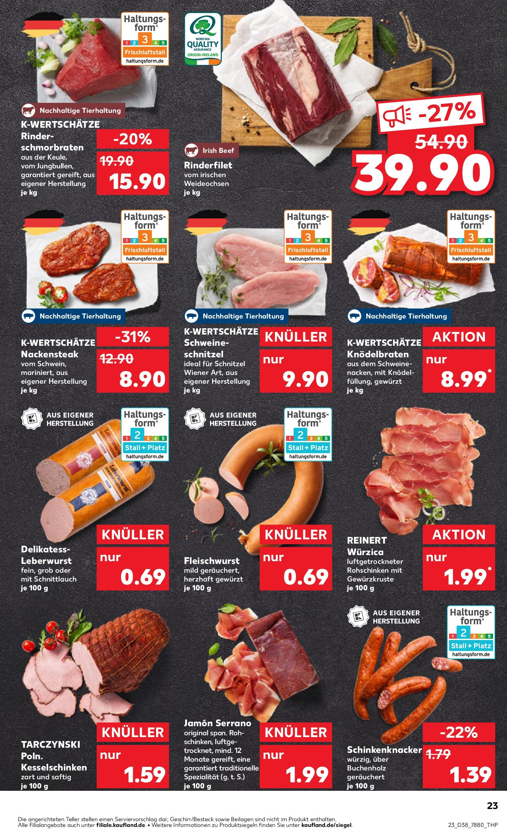 Prospekt Kaufland ab 17.09.2025 » Angebote Online zum Blättern | Seite: 23 | Produkte: Rinderfilet, Schnitzel, Steak