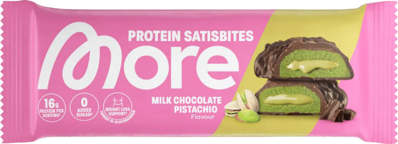 More Nutrition Proteinriegel Satisbites, Milk Choclate Pistaccio