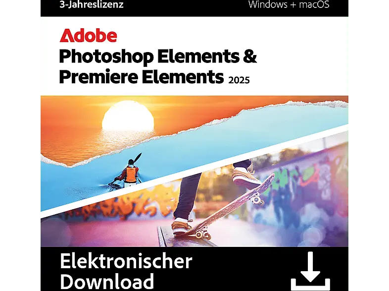 Adobe Photoshop & Premiere Elements 2025, 1 User (3 Jahre) - [Multiplattform]; Electronic Software Download