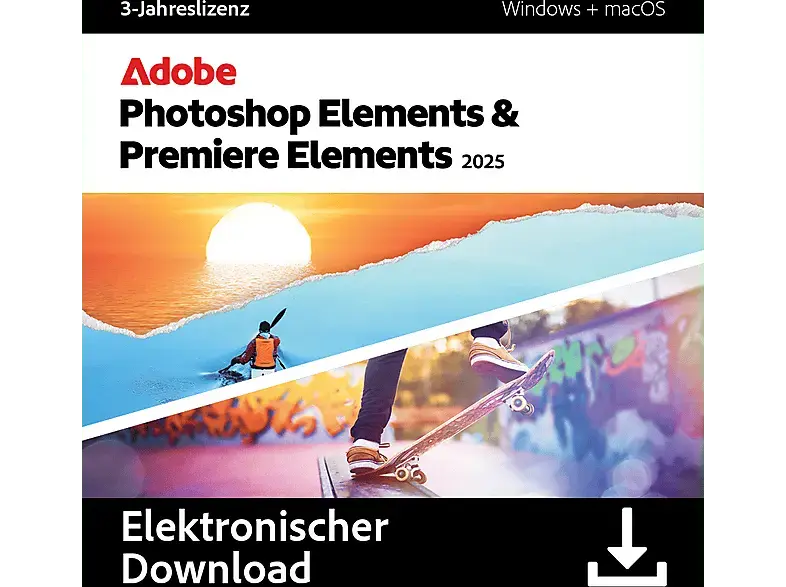 Adobe Photoshop & Premiere Elements 2025, 1 User (3 Jahre) - [Multiplattform]; Electronic Software Download