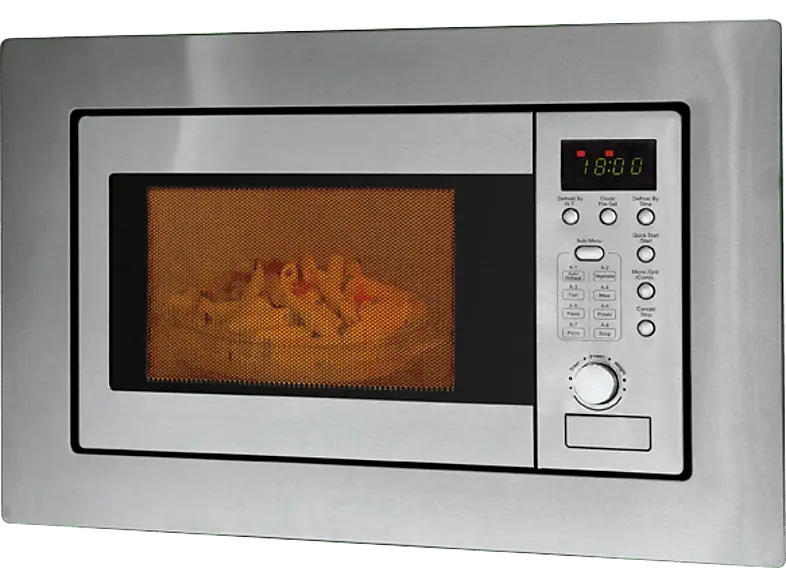 Bomann MWG 2215 EB Einbaumikrowelle mit Grill (800 Watt, Einbaugerät, 20 l, Edelstahlfront)