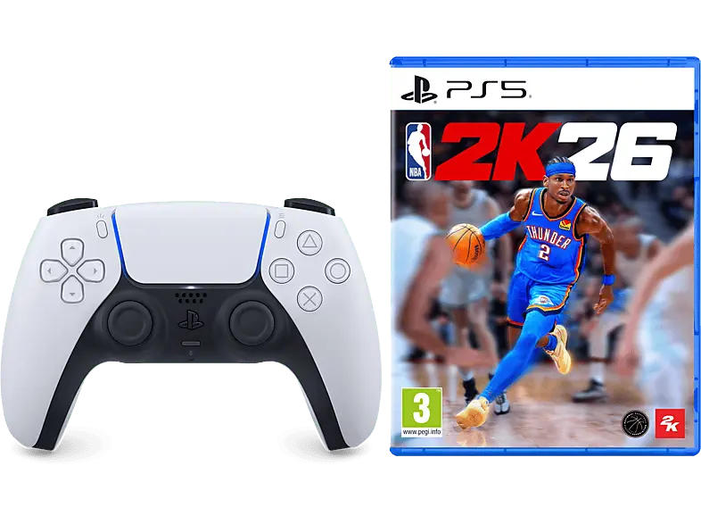 Sony PlayStation DualSense® Wireless Controller Weiß + NBA 2K26; Wireless Controller + PS5 NBA 2K26