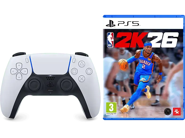 Sony PlayStation DualSense® Wireless Controller Weiß + NBA 2K26; Wireless Controller + PS5 NBA 2K26