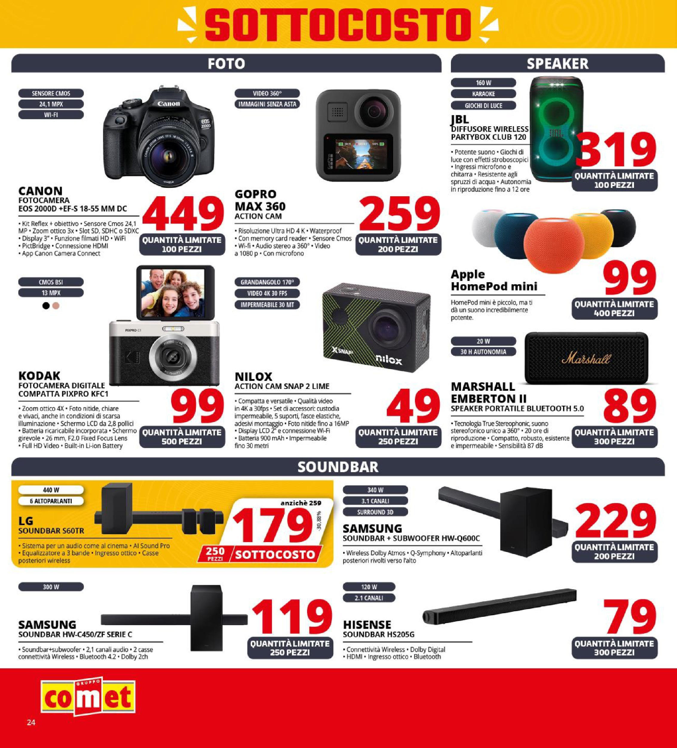 Nuovo Comet - SOTTOCOSTO da Comet! dal 11/09/2025 > offerte anteprima 🛍️ | Pagina: 24 | Prodotti: Soundbar, Action cam, Memory card, Batteria