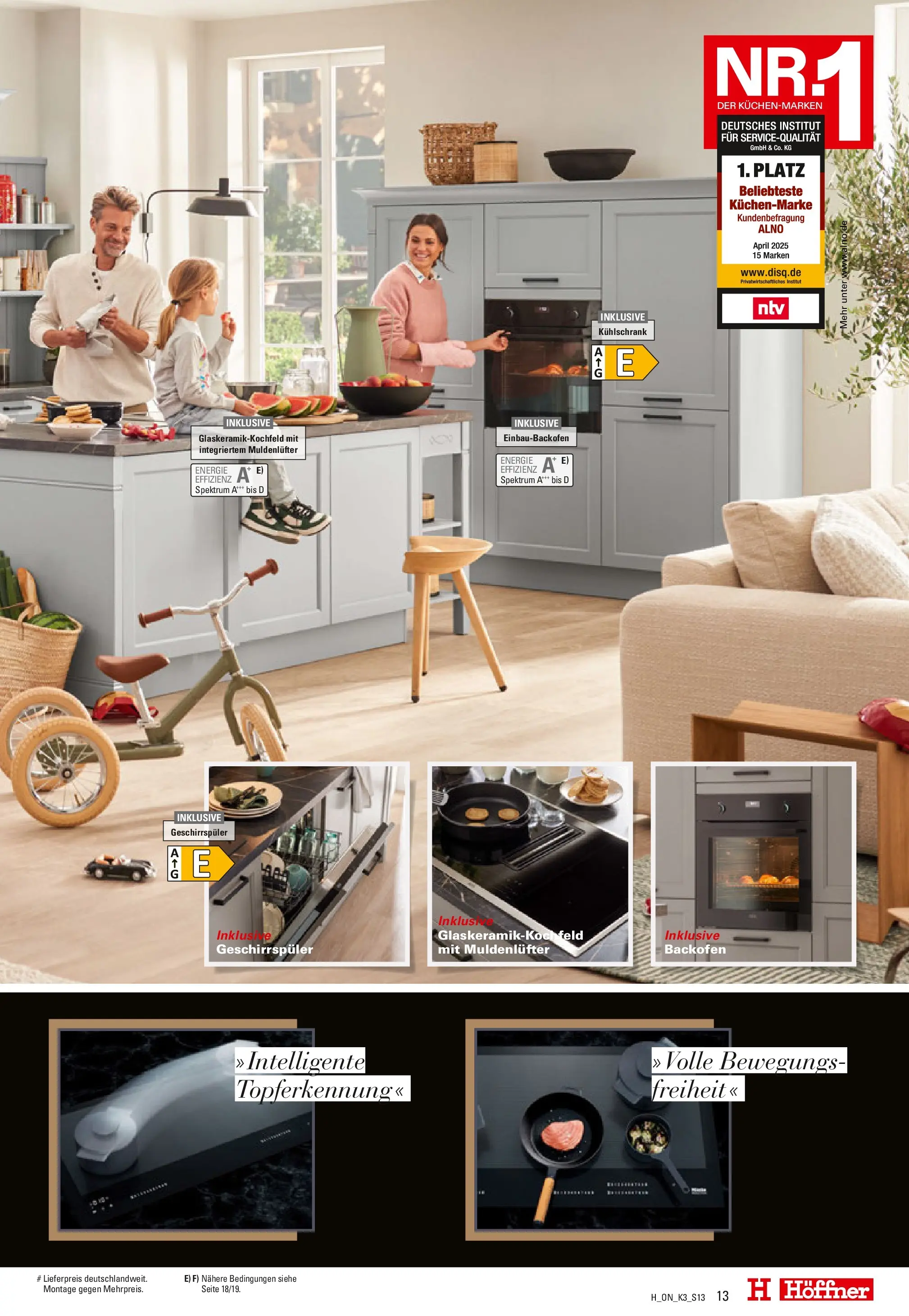 Höffner Küchen- Power Wochen (ab 31.07.2025) zum Blättern | Seite: 13 | Produkte: Geschirrspüler, Kühlschrank, Backofen