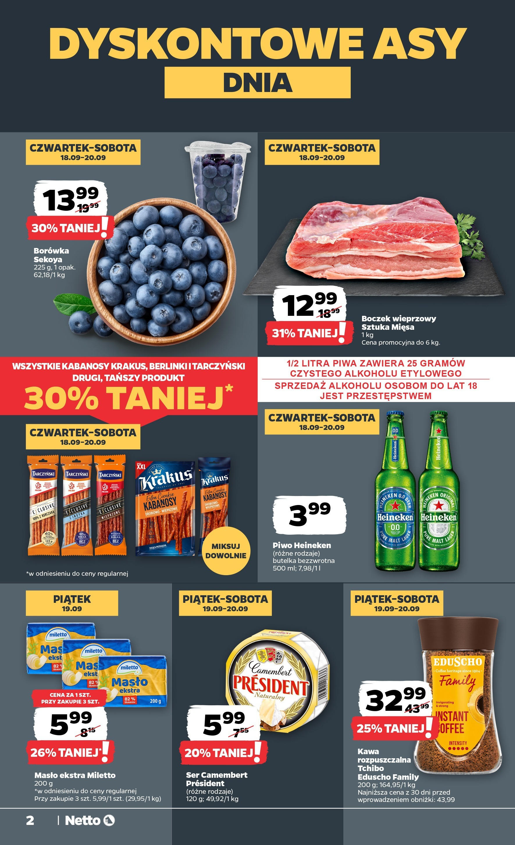 Netto gazetka - Spożywcza od 18.09.2025 - Aktualne promocje | Strona: 2 | Produkty: Ser camembert, Tchibo, Camembert, Kawa
