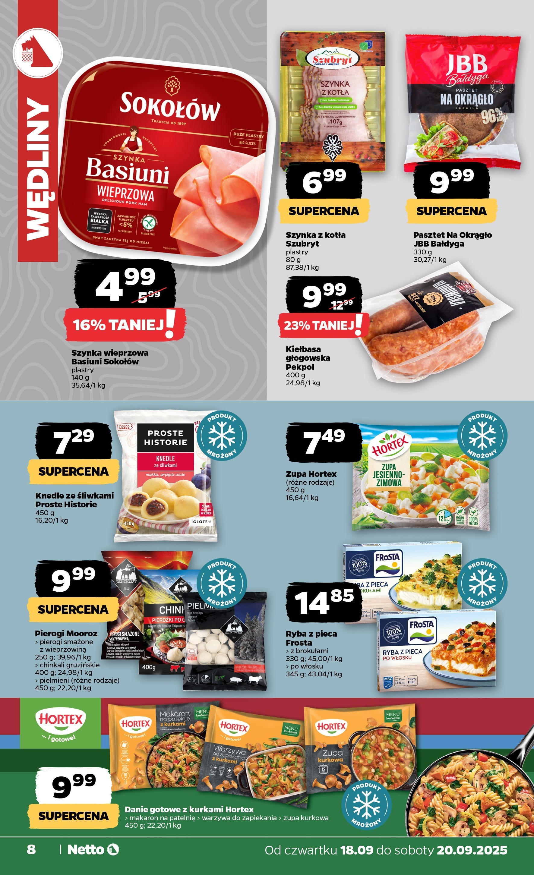 Netto gazetka - Spożywcza od 18.09.2025 - Aktualne promocje | Strona: 8 | Produkty: Patelnie, Wieprzowina, Knedle, Ryba