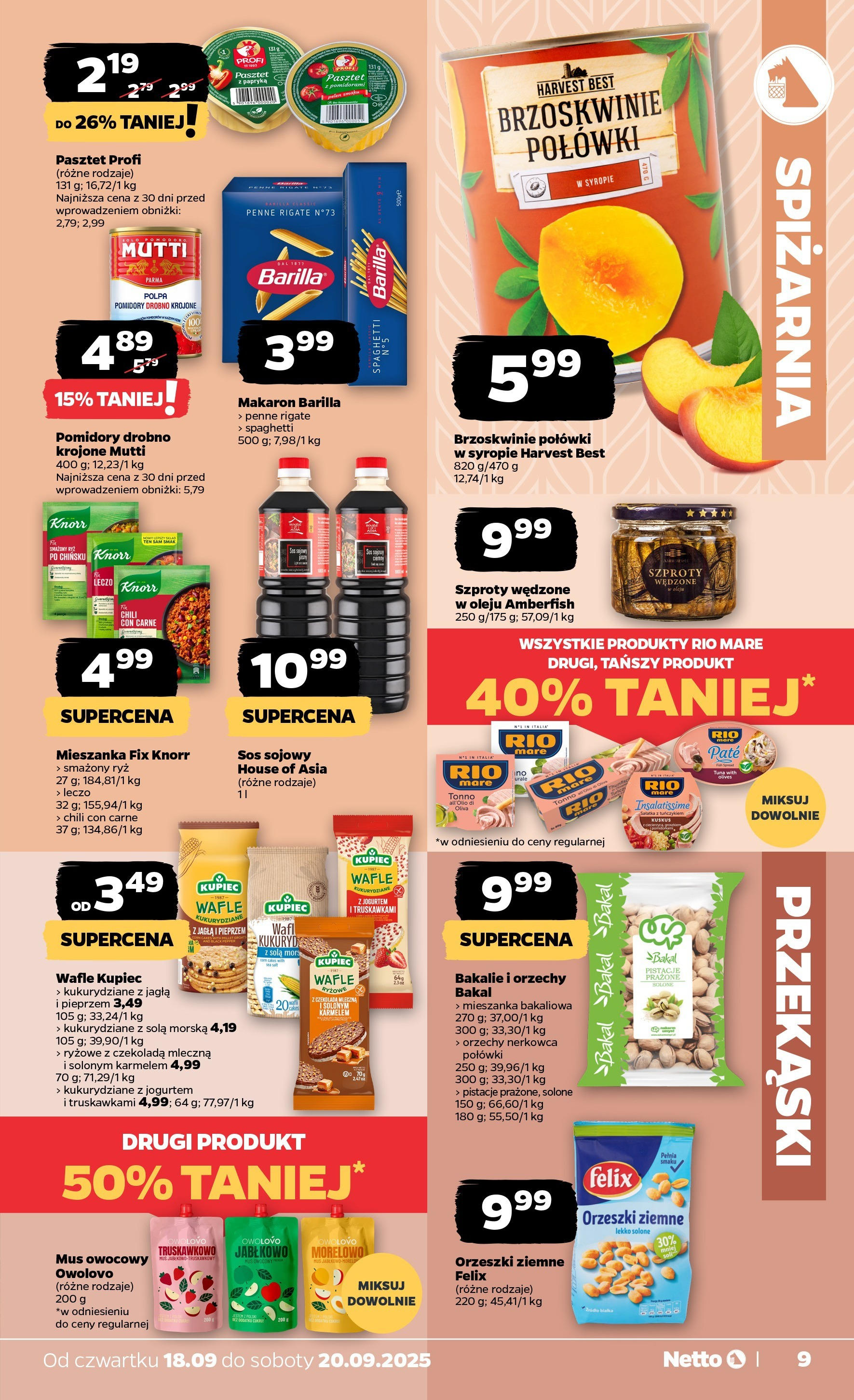 Netto gazetka - Spożywcza od 18.09.2025 - Aktualne promocje | Strona: 9 | Produkty: Papryka, Czekolada, Pomidory, Chili con carne