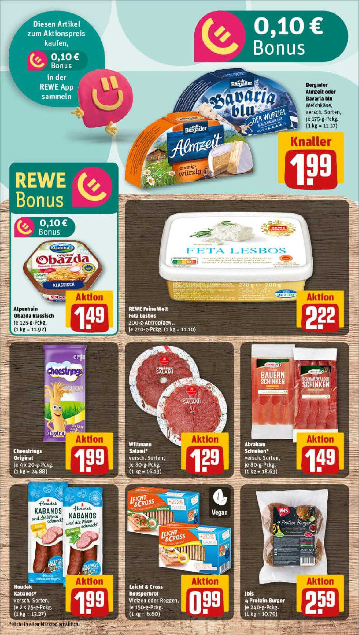 REWE Prospekt ab 14.09.2025 zum Blättern » Angebote | Seite: 7 | Produkte: Feta, Burger, Salami, Schinken