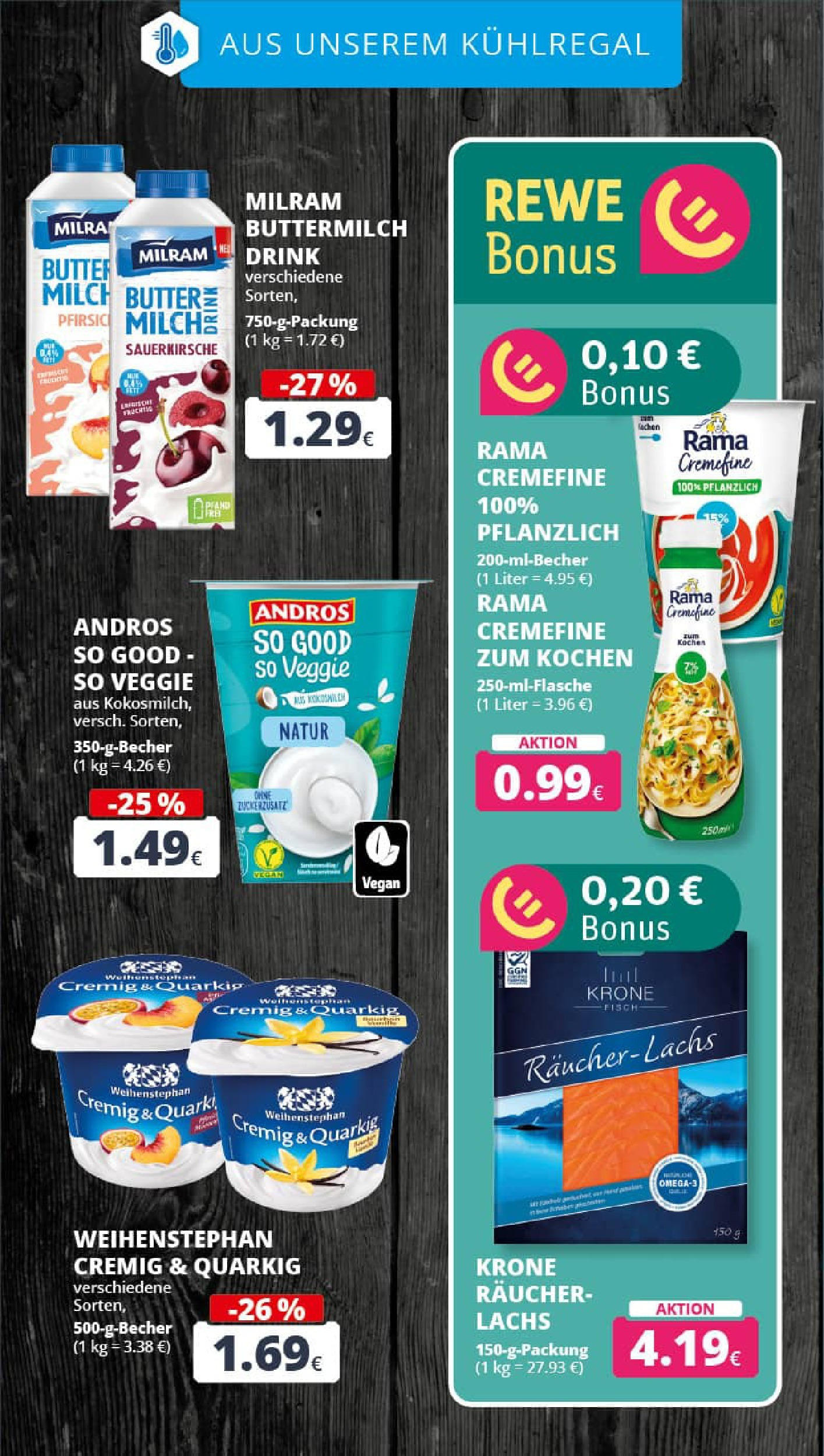 REWE Prospekt ab 14.09.2025 zum Blättern » Angebote | Seite: 17 | Produkte: Milch, Rama cremefine, Fisch, Räucherlachs