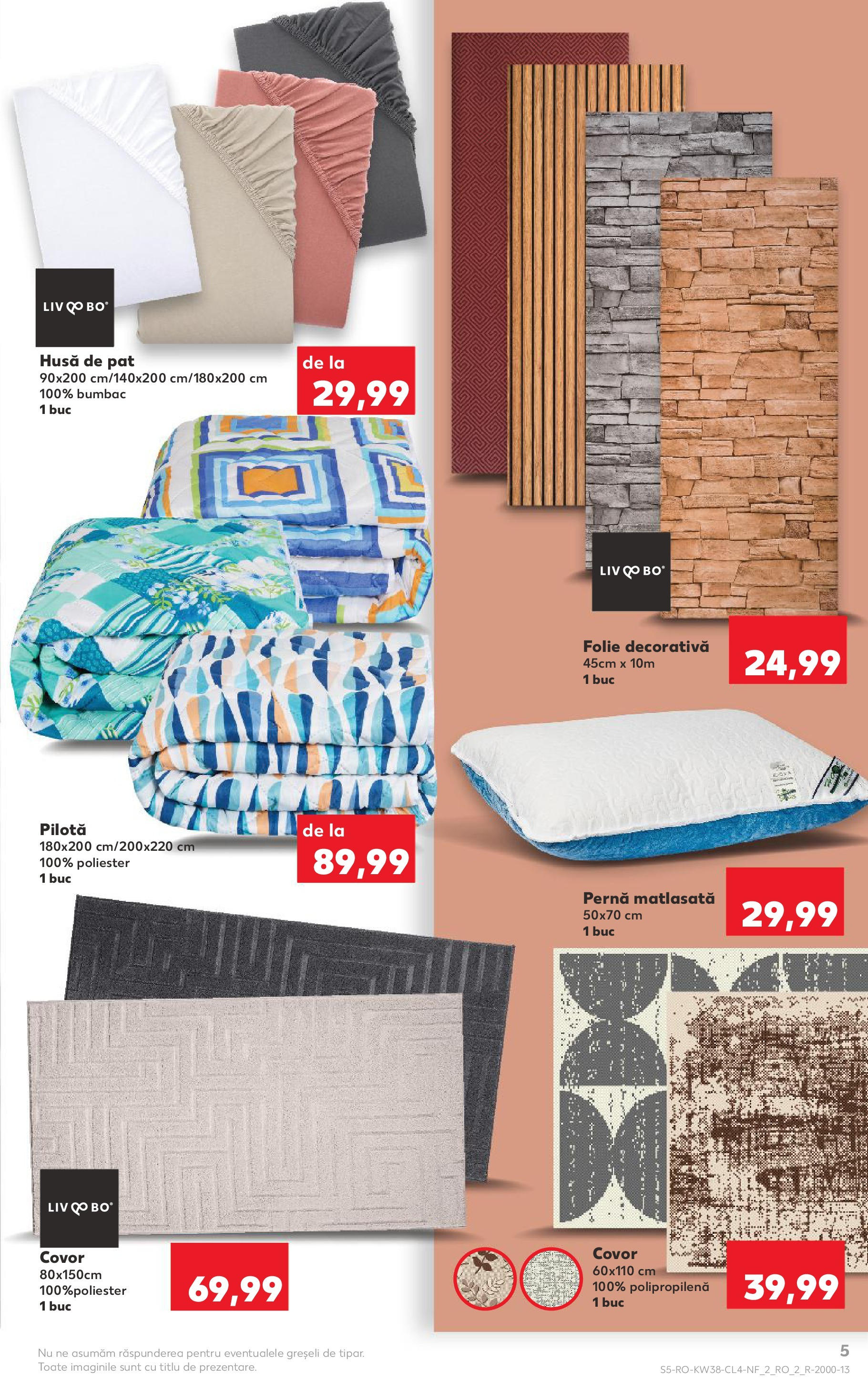 Catalog Kaufland - Domnesti 16.09.2025 - Revista si Oferta | Pagină: 5 | Produse: Pat, Pernă, Pilotă, Covor