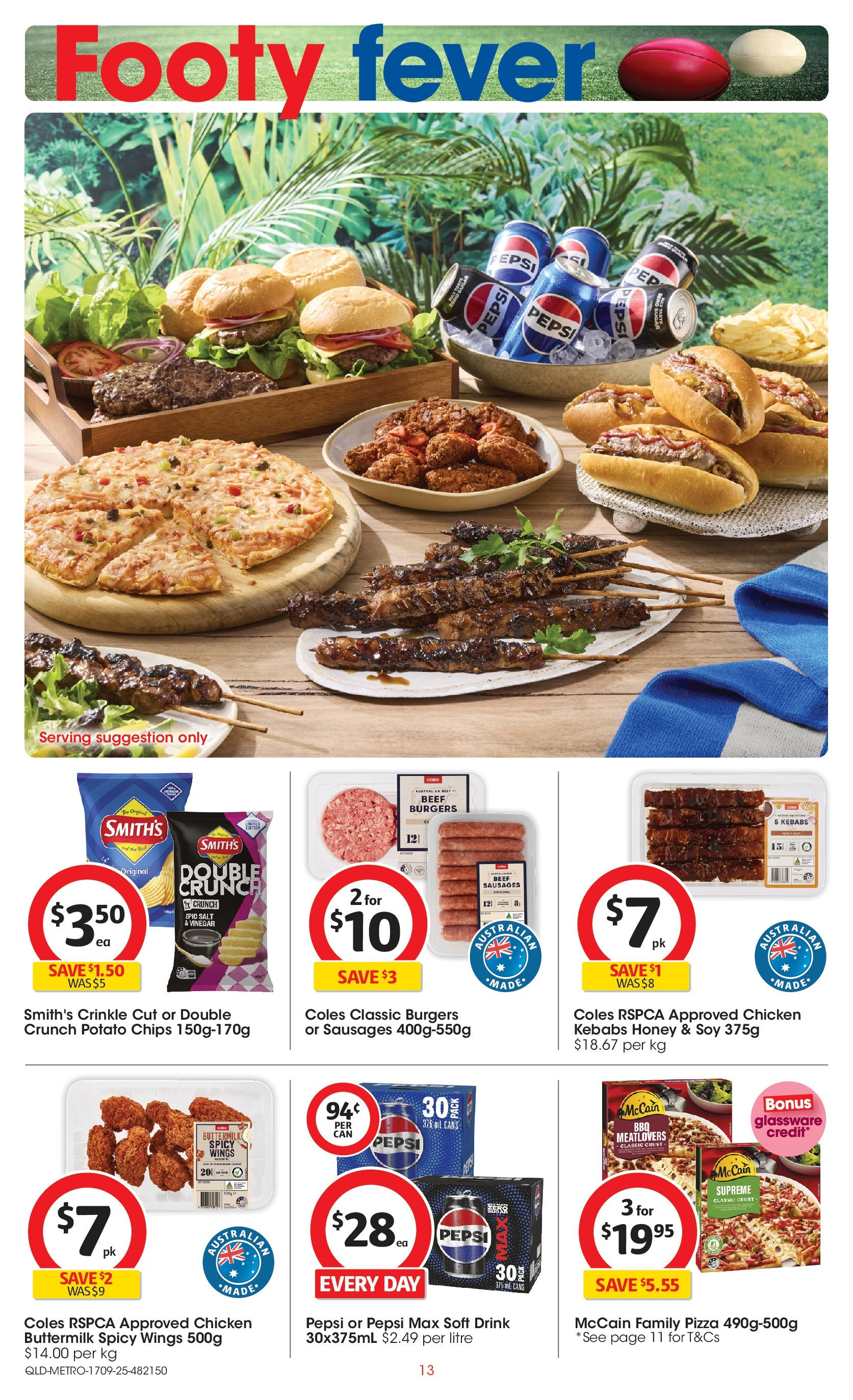 Coles catalogue from 16/09/2025 > Big discounts | Page: 13 | Products: Pizza, Chicken, Salt, Pepsi Max Coles catalogue valid from 16/09/2025 > Online Australia | Page: 13 | Products: Pizza, Chicken, Salt, Pepsi Max