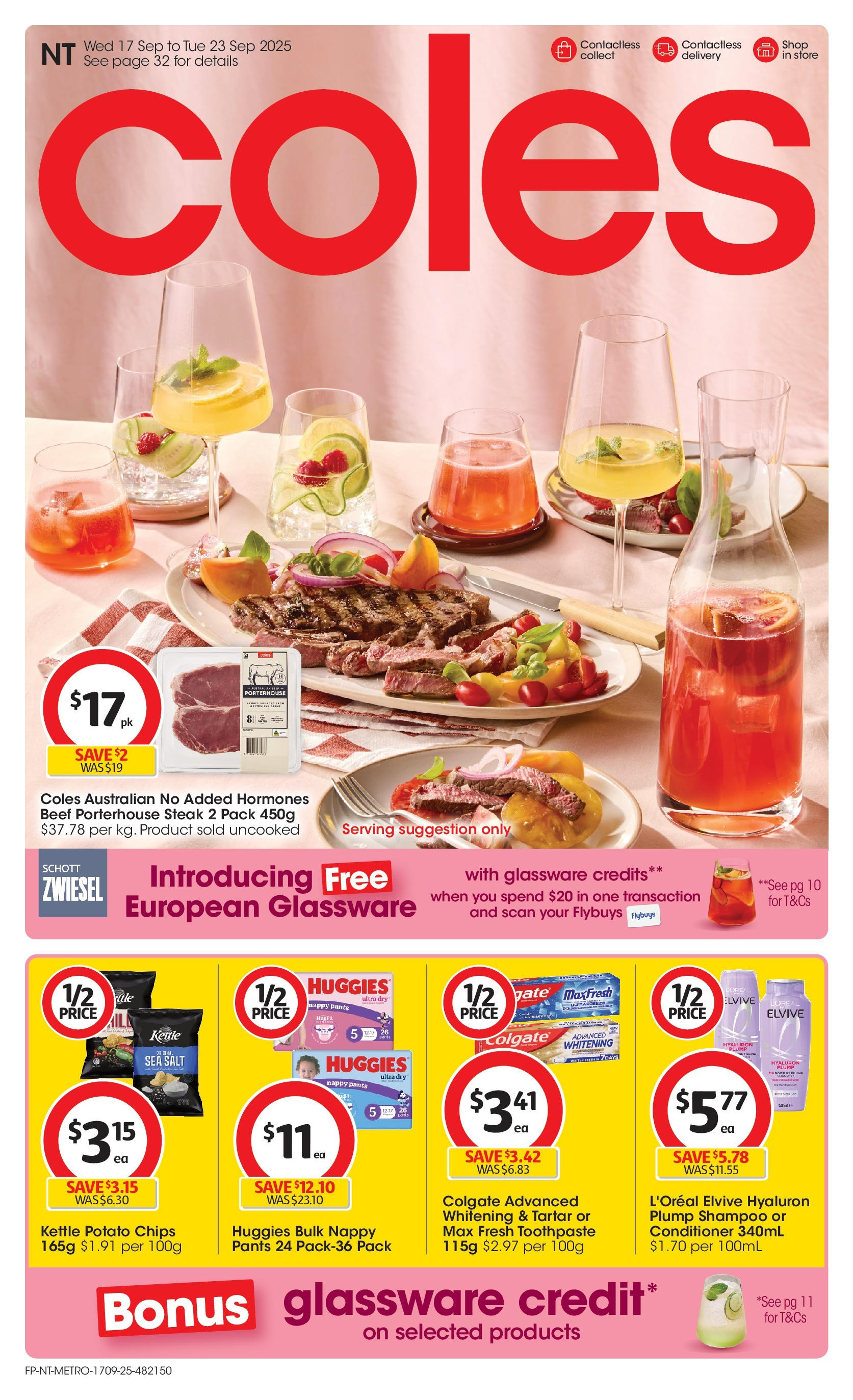 ﻿﻿Coles catalogue valid from 16/09/2025 > Online Australia | Page: 1 | Products: Toothpaste, Chips, Steak, Kettle