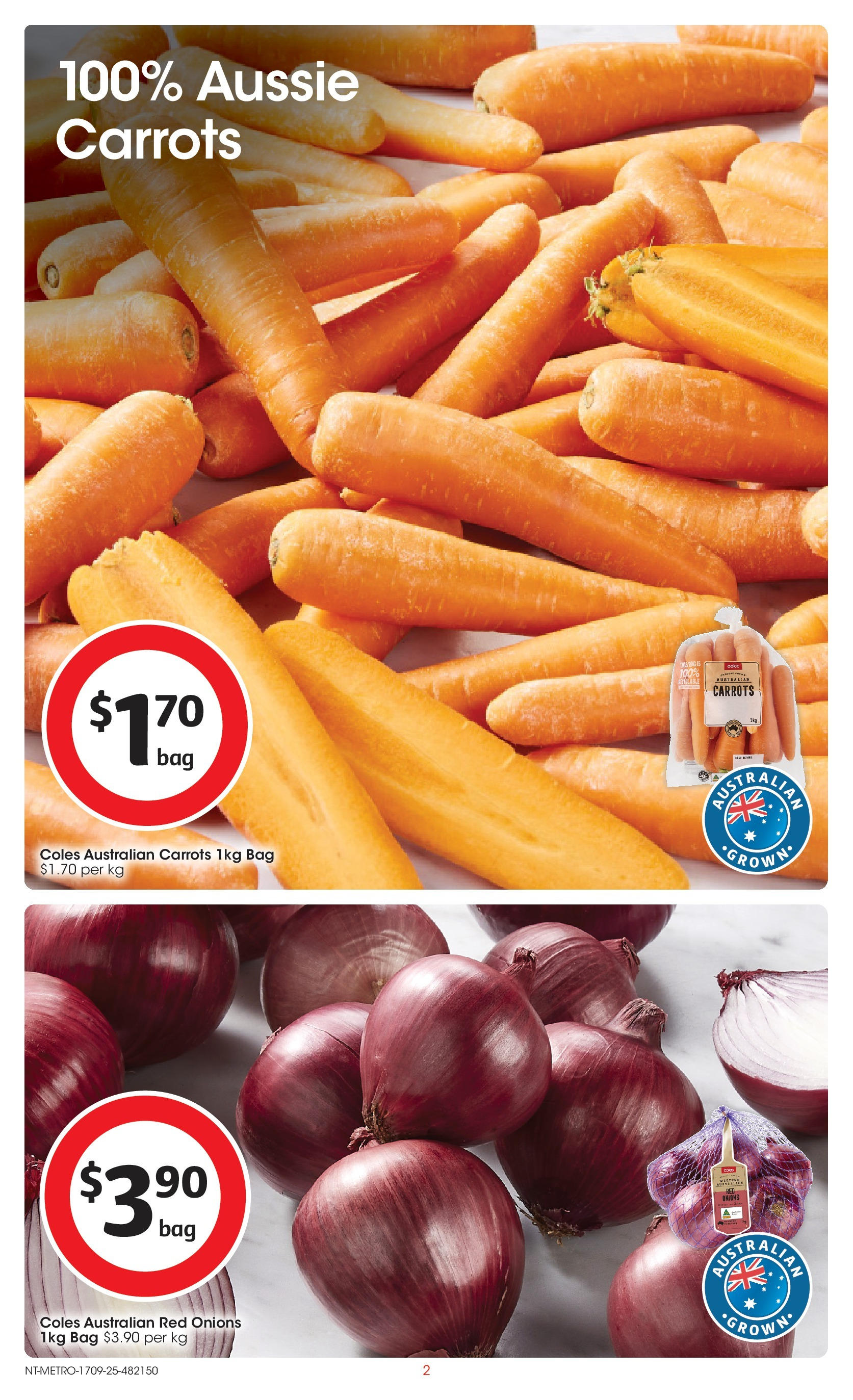 ﻿﻿Coles catalogue valid from 16/09/2025 > Online Australia | Page: 2 | Products: Carrots, Onions, Bag