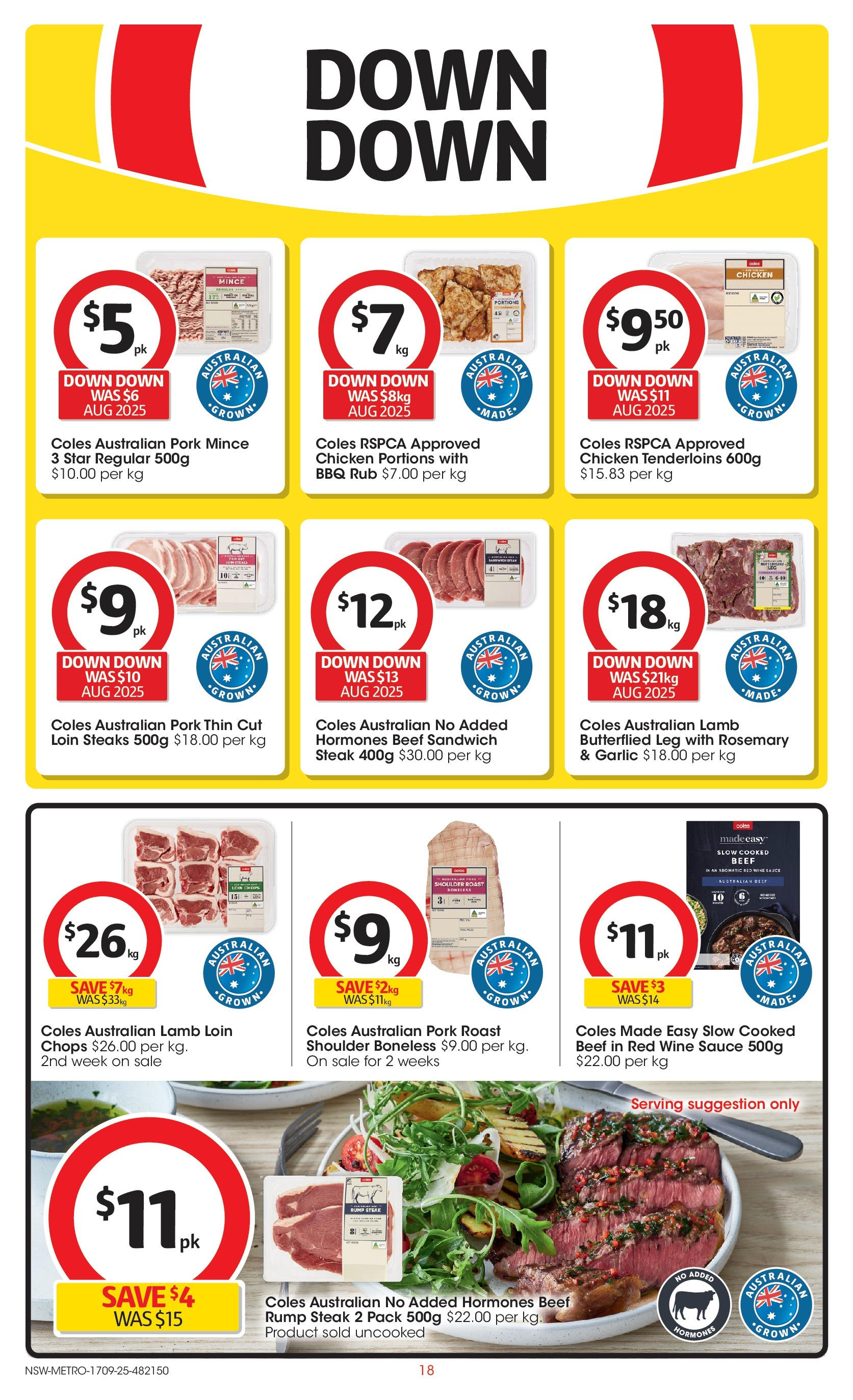 Coles catalogue from 16/09/2025 > Big discounts | Page: 18 | Products: Chicken, Beef, Steak, Sauce Coles catalogue valid from 16/09/2025 > Online Australia | Page: 18 | Products: Chicken, Beef, Steak, Sauce