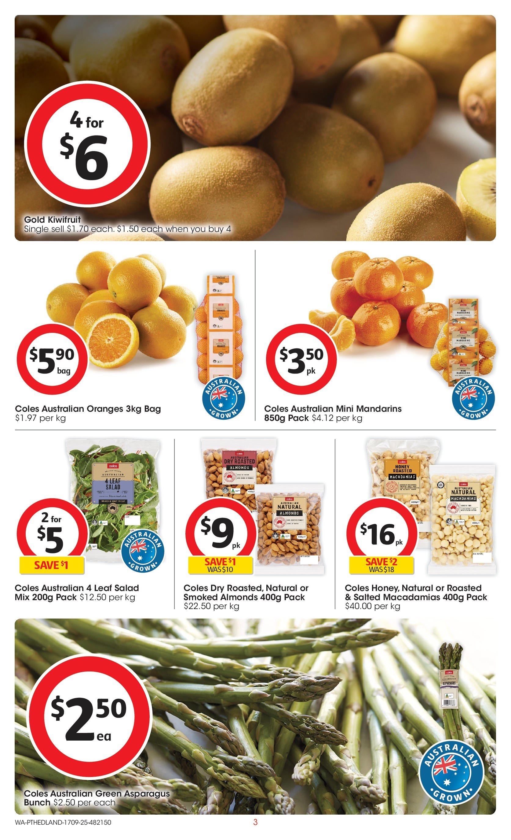 Coles catalogue from 16/09/2025 > Big discounts | Page: 3 | Products: Oranges, Kiwifruit, Salad, Bag Coles catalogue valid from 16/09/2025 > Online Australia | Page: 3 | Products: Oranges, Kiwifruit, Salad, Bag