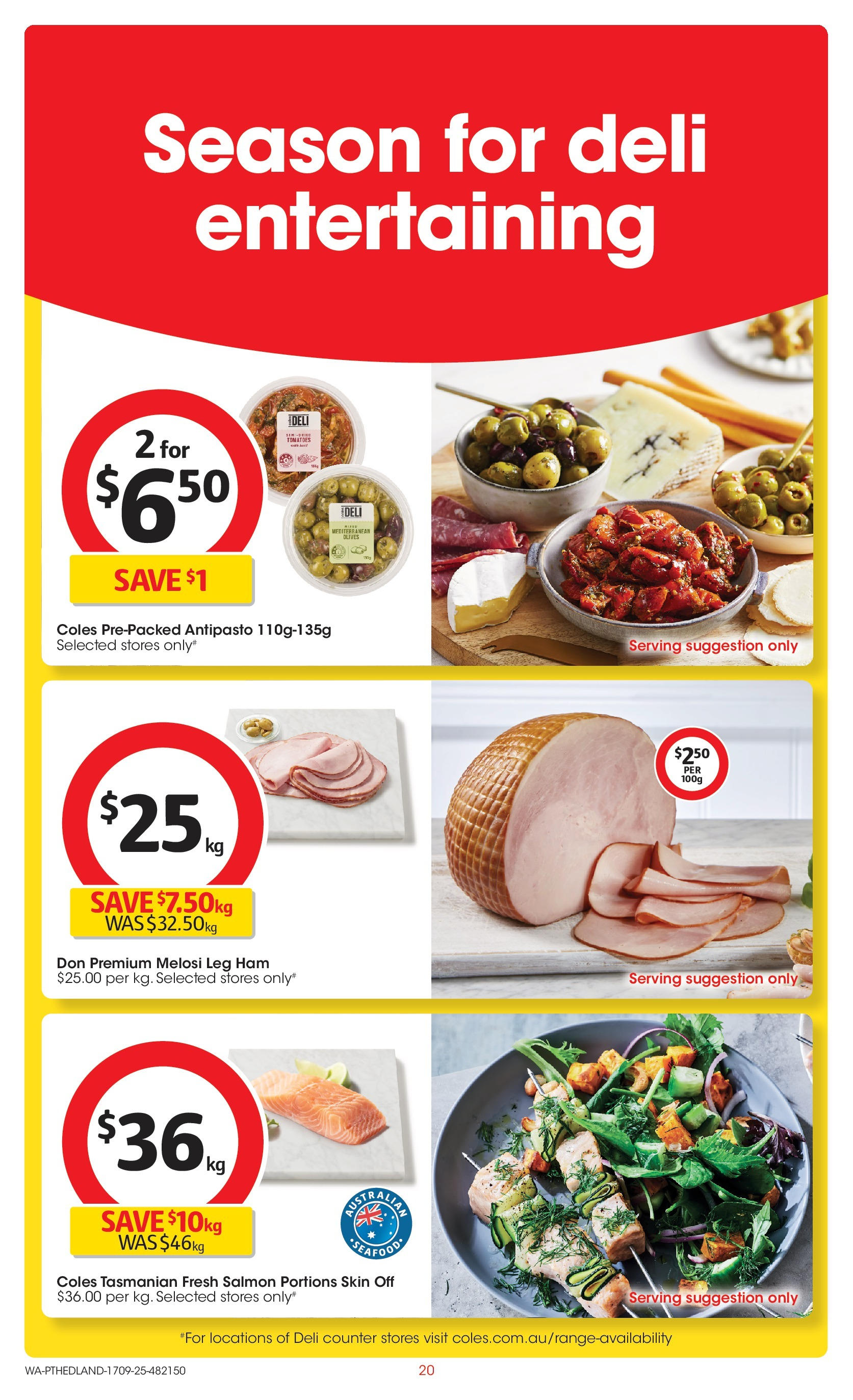 Coles catalogue from 16/09/2025 > Big discounts | Page: 20 | Products: Ham, Tomatoes, Olives, Salmon Coles catalogue valid from 16/09/2025 > Online Australia | Page: 20 | Products: Ham, Tomatoes, Olives, Salmon
