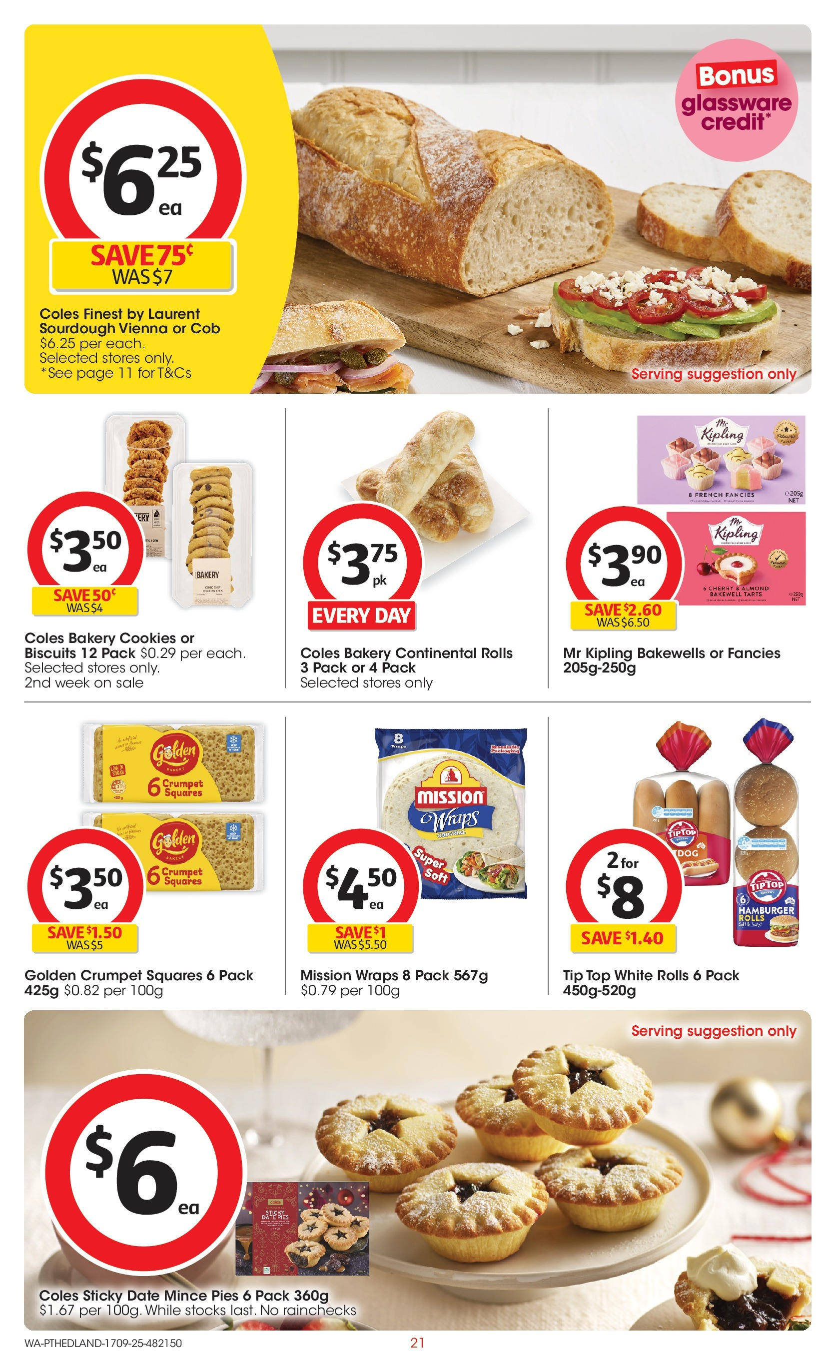 Coles catalogue from 16/09/2025 > Big discounts | Page: 21 | Products: Glassware, Date, Pies, Bakery Coles catalogue valid from 16/09/2025 > Online Australia | Page: 21 | Products: Glassware, Date, Pies, Bakery