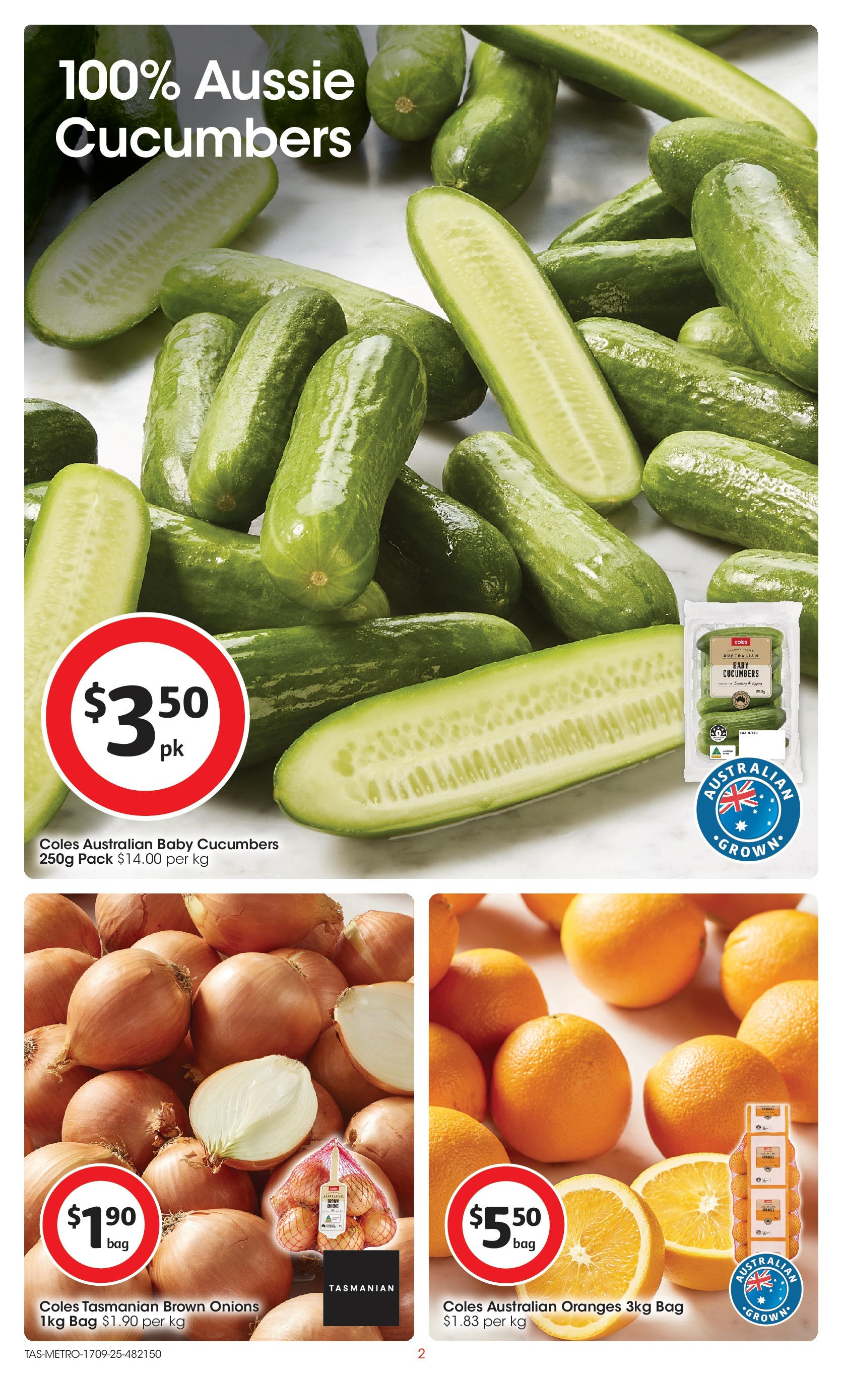 Coles catalogue from 16/09/2025 > Big discounts | Page: 2 | Products: Oranges, Cucumbers, Onions, Bag Coles catalogue valid from 16/09/2025 > Online Australia | Page: 2 | Products: Oranges, Cucumbers, Onions, Bag