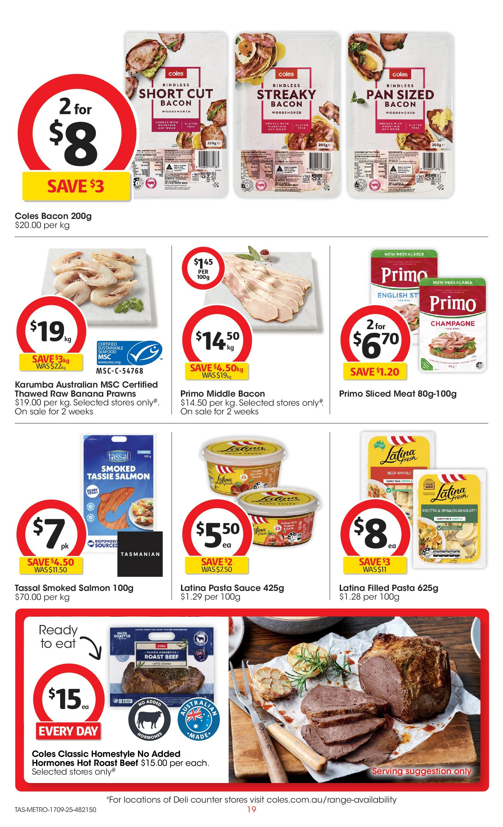 Coles catalogue from 16/09/2025 > Big discounts | Page: 19 | Products: Bacon, Pasta, Prawns, Salmon Coles catalogue valid from 16/09/2025 > Online Australia | Page: 19 | Products: Bacon, Pasta, Prawns, Salmon