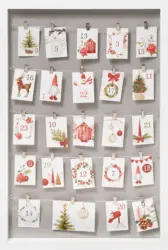 Paradies Adventskalender Bilderrahmen 60x40cm, weiß mit 24 Clips