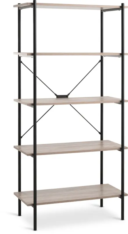 JYSK Етажерка VANDBORG 5 рафта цвят светъл дъб/черно