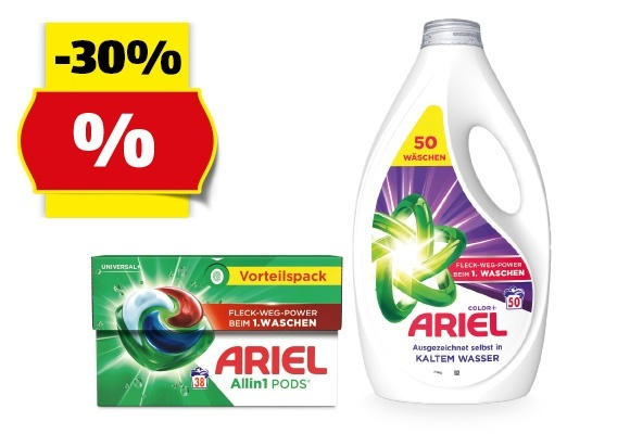 ARIEL Waschmittel, 50/45/38 Waschgänge