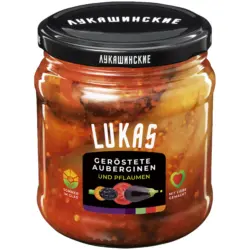 Gemüsezubereitung mit gerösteten Auberginen und Pflaumen, sterilisiert