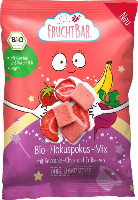 FruchtBar Kindersnack Hokuspokus-Mix mit Smoothie Chips & Erdbeeren