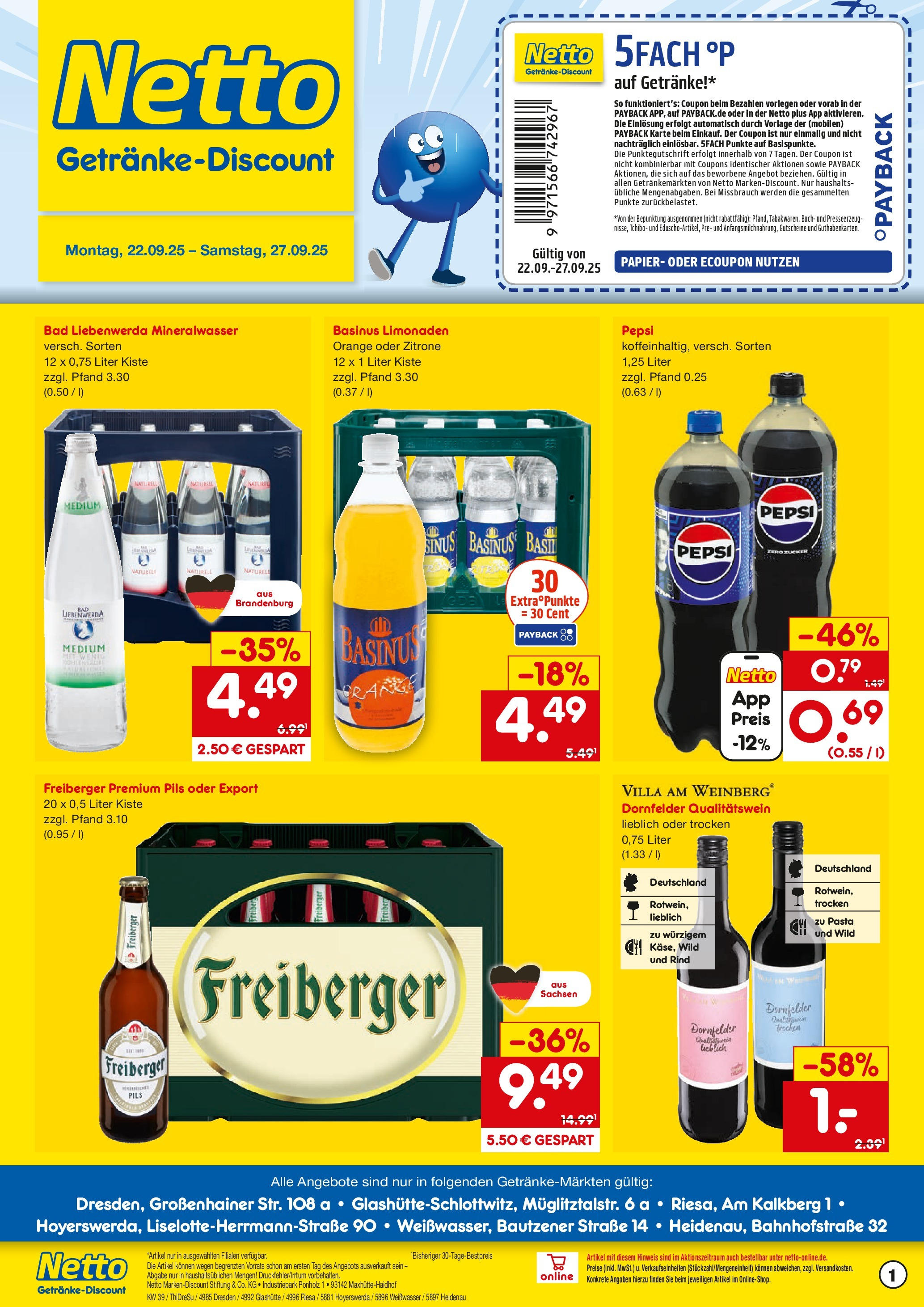 Netto Marken-Discount prospekt Hoyerswerda	 (ab 21.09.2025) » Angebote | Seite: 1 | Produkte: Pils, Zucker, Zitrone, Pepsi